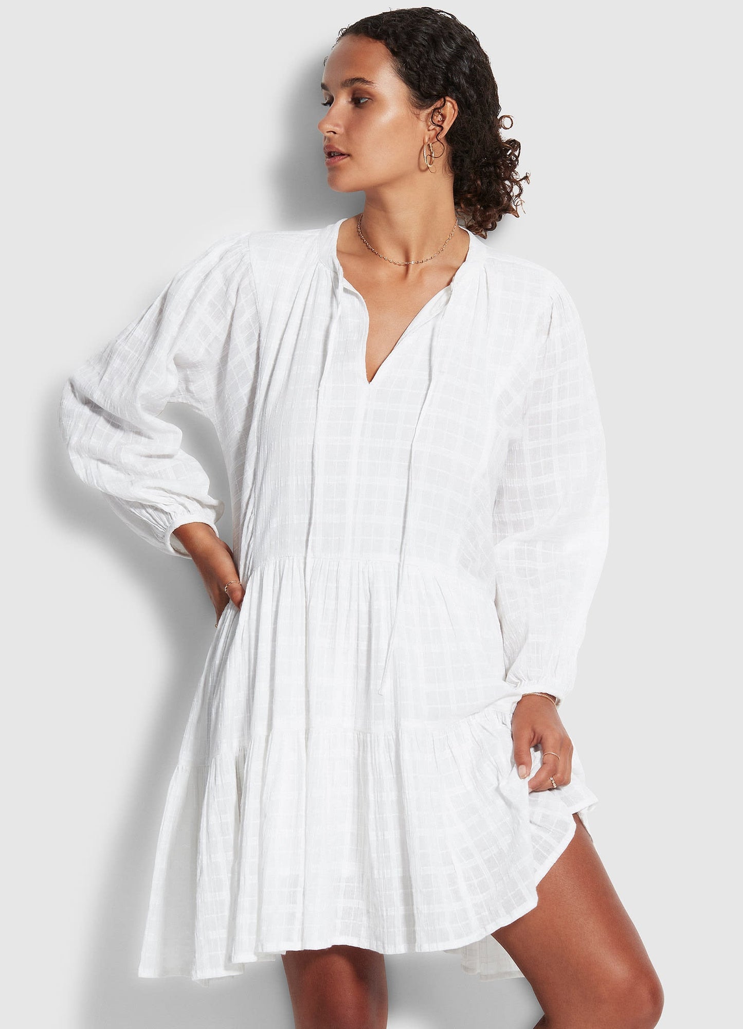  Drifter Tiered Dress - White