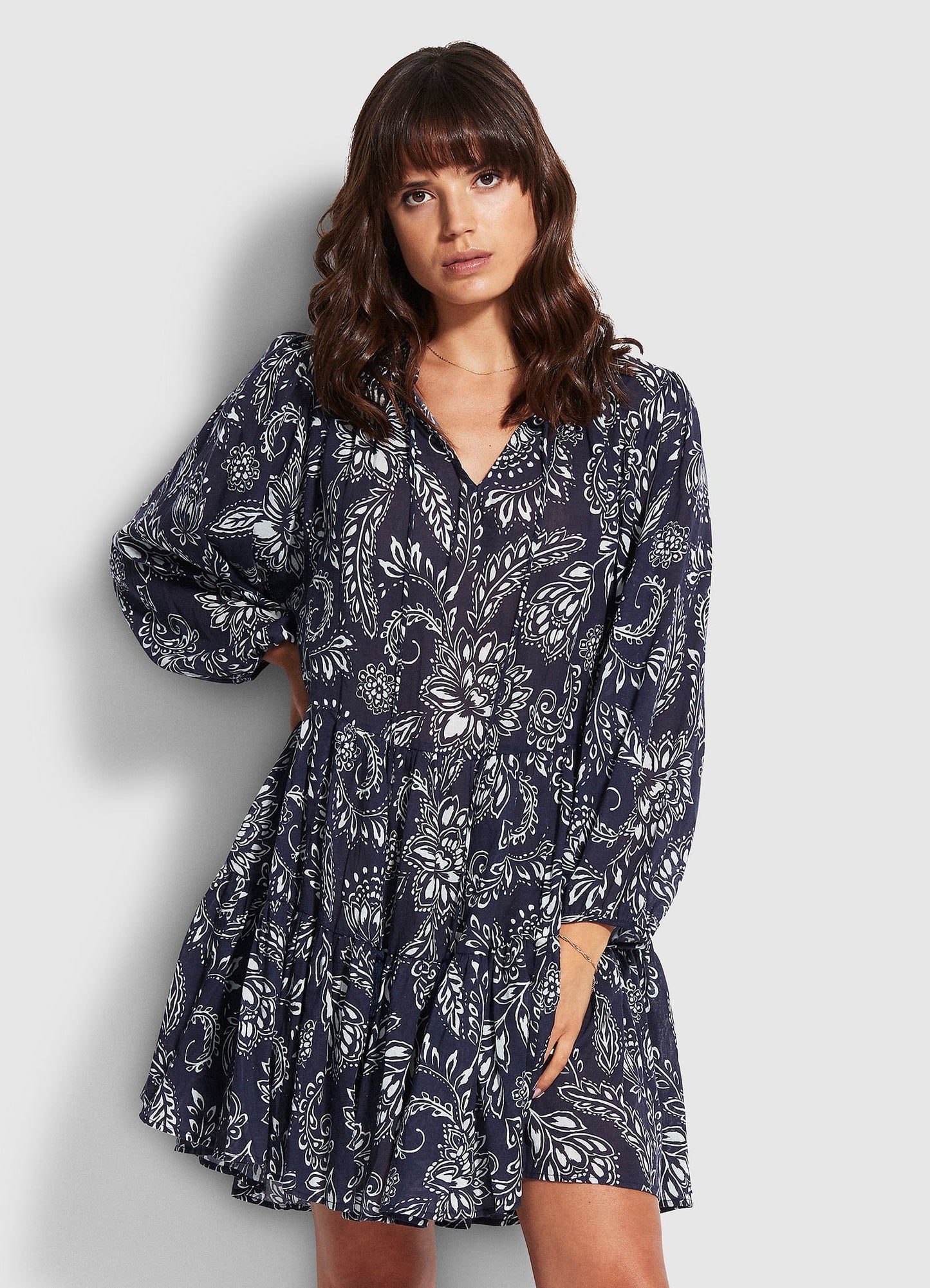  Folklore Tier Dress- True Navy