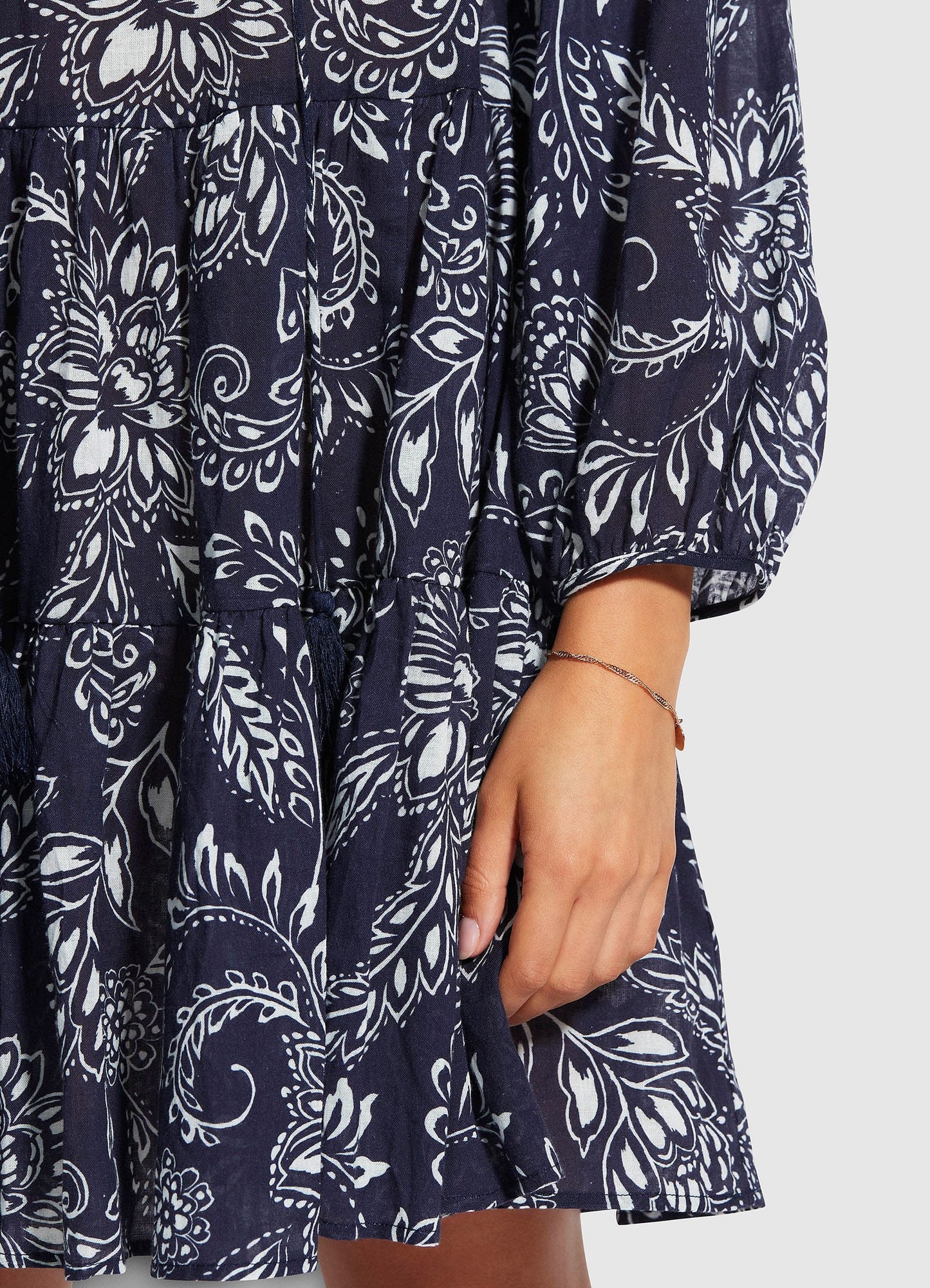  Folklore Tier Dress- True Navy
