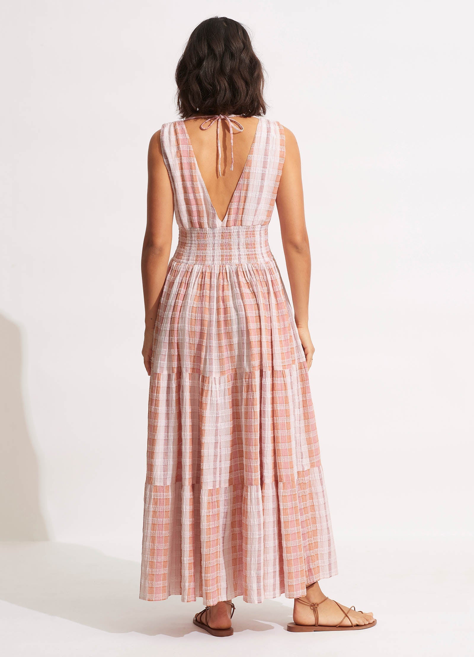  Textured Gingham Maxi Dress - Lilac