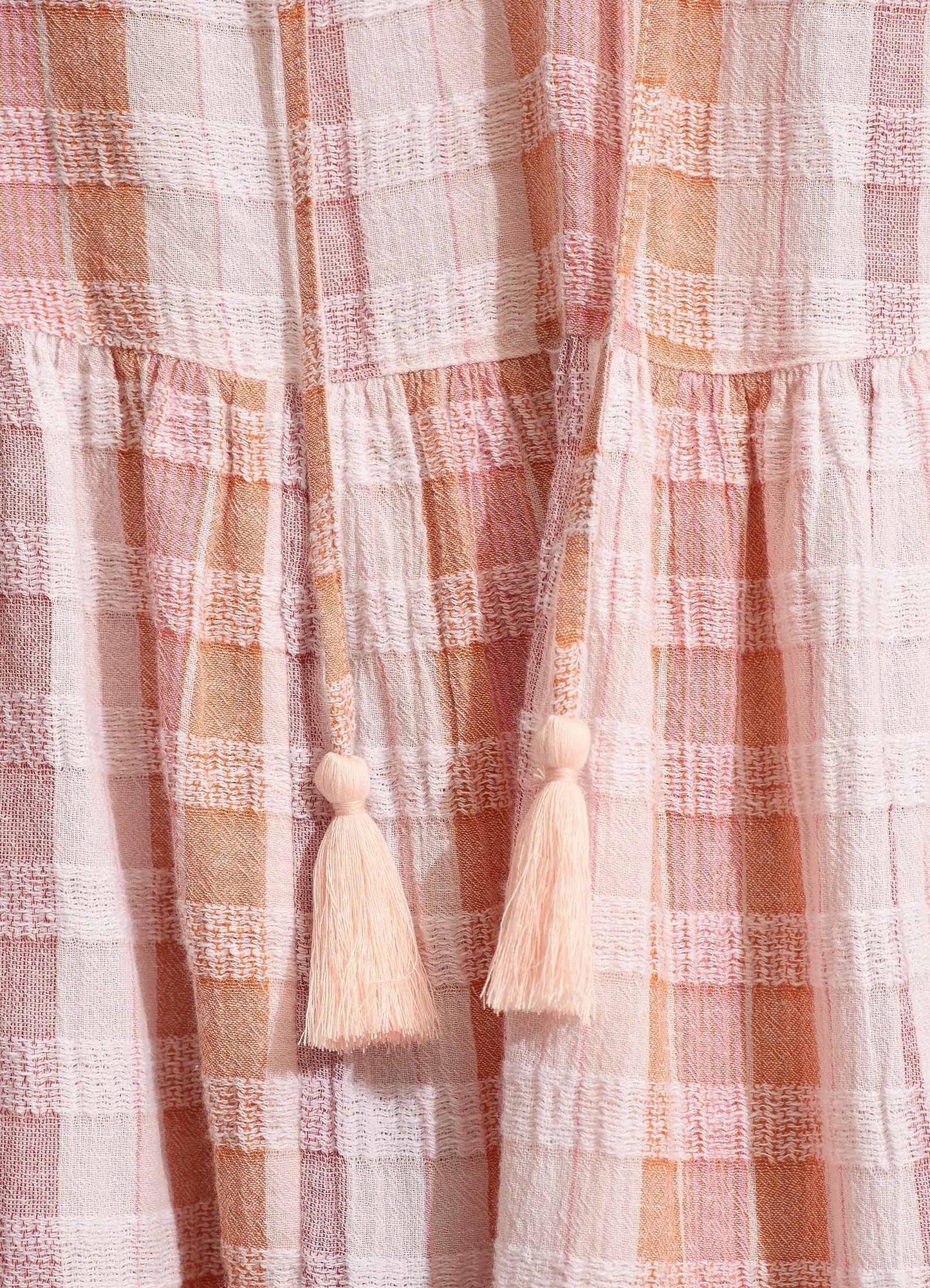  Textured Gingham Tiered Dress- Lilac