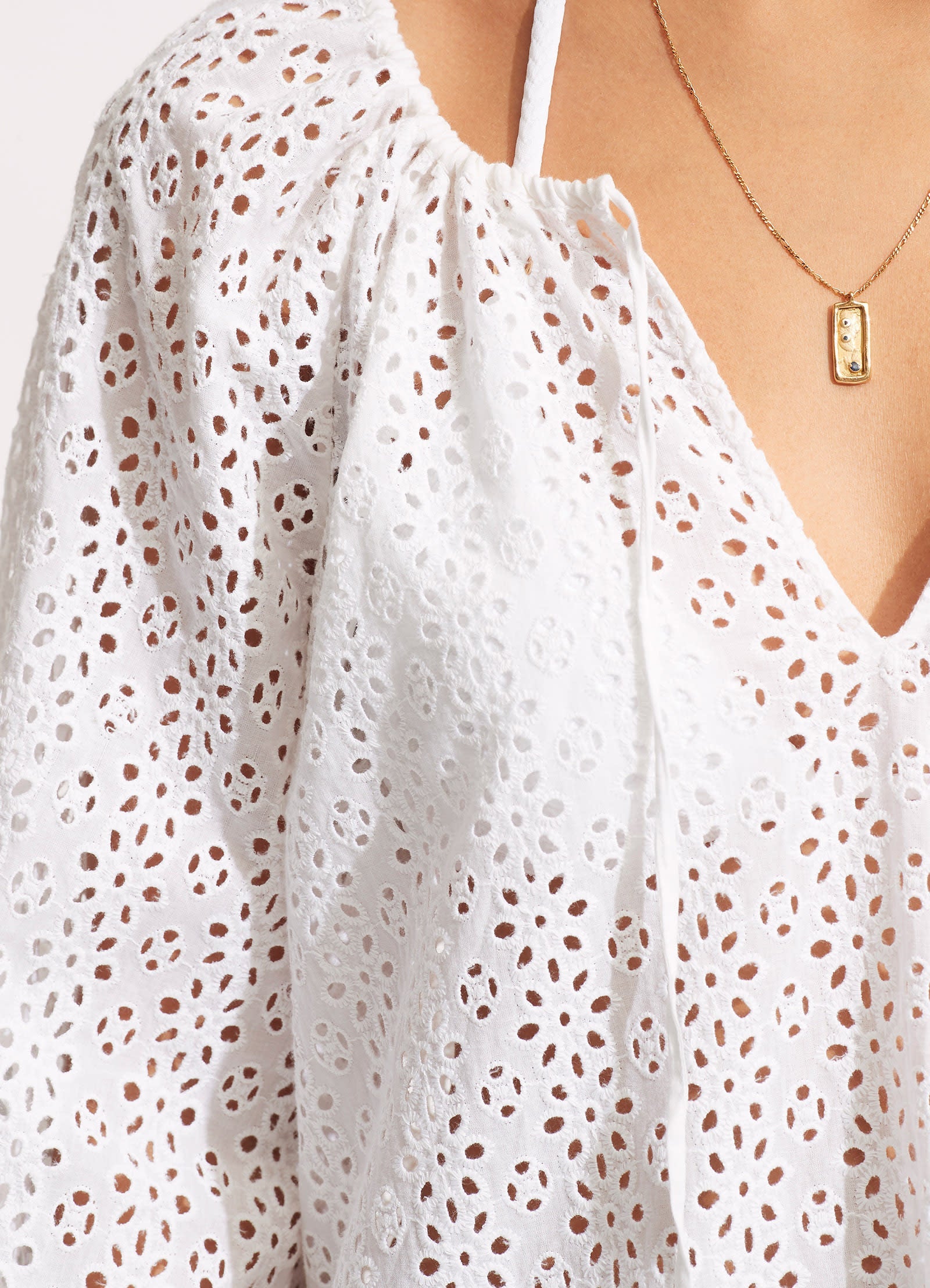  Broderie Anglaise Cover Up - White