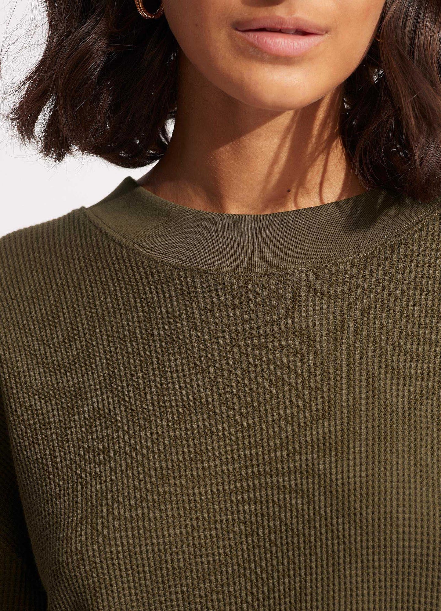  Waffle Sweat Top - Moss