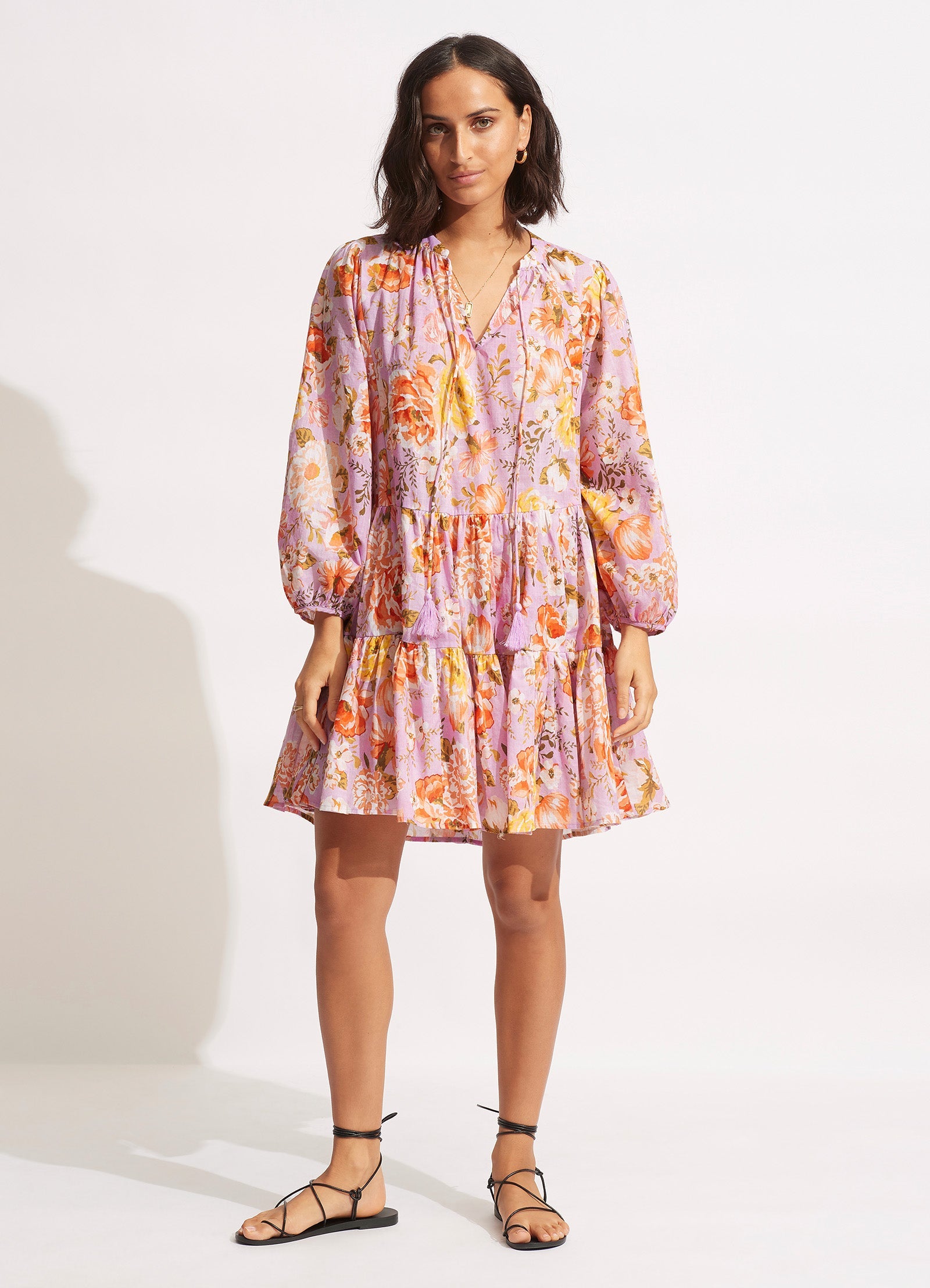  Paradise Garden Tiered Dress- Lilac