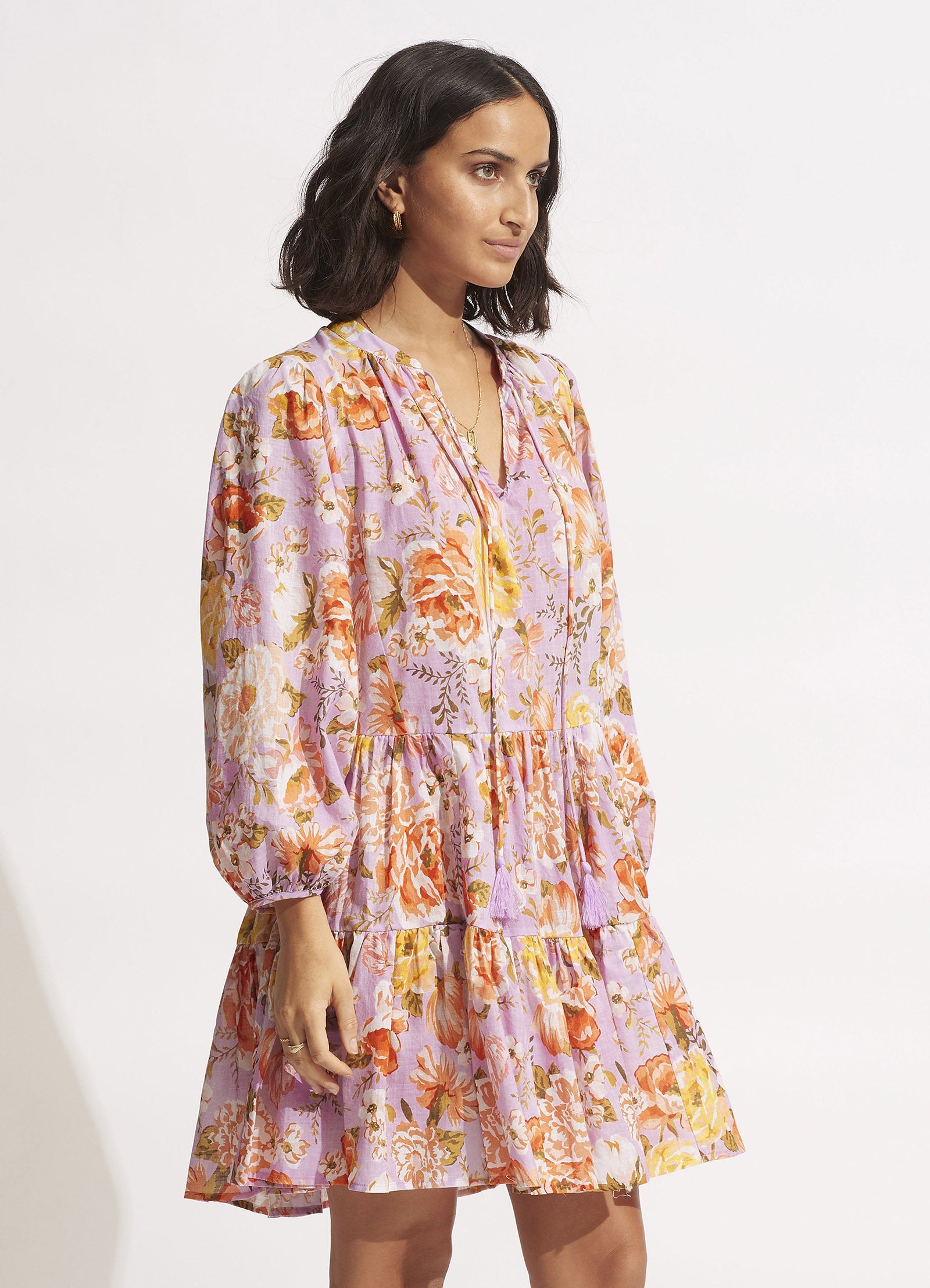  Paradise Garden Tiered Dress- Lilac