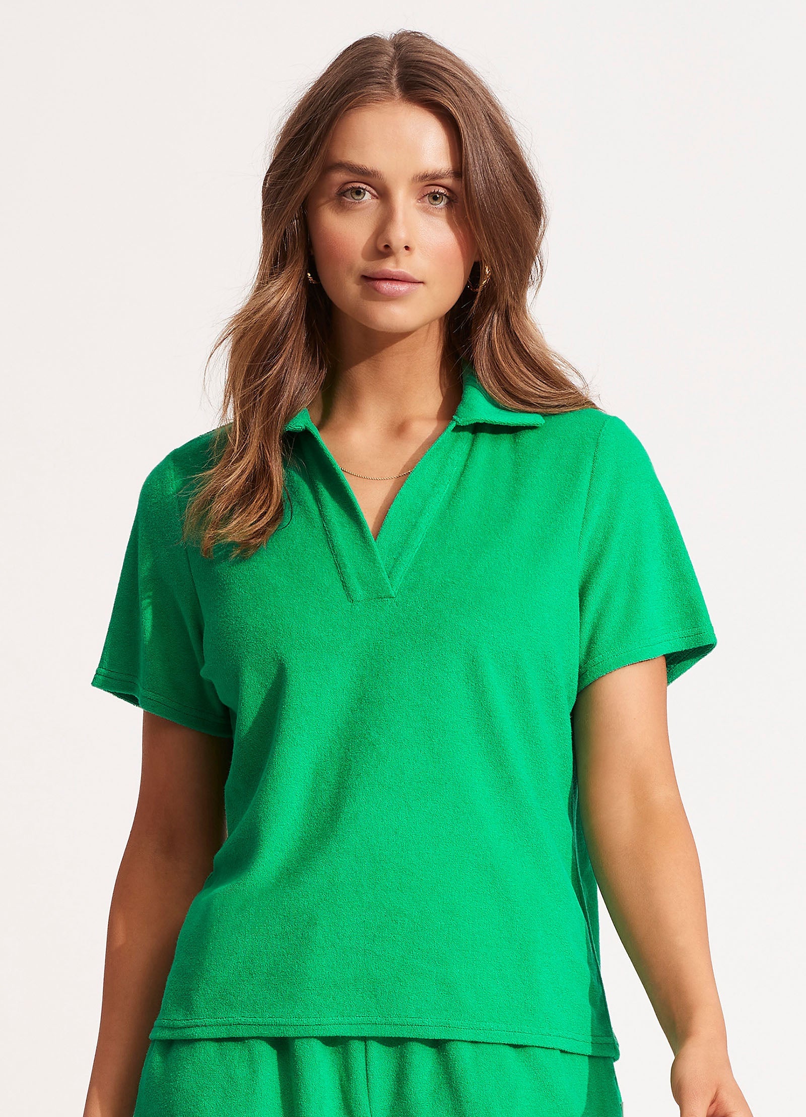  Terry Polo Top - Green