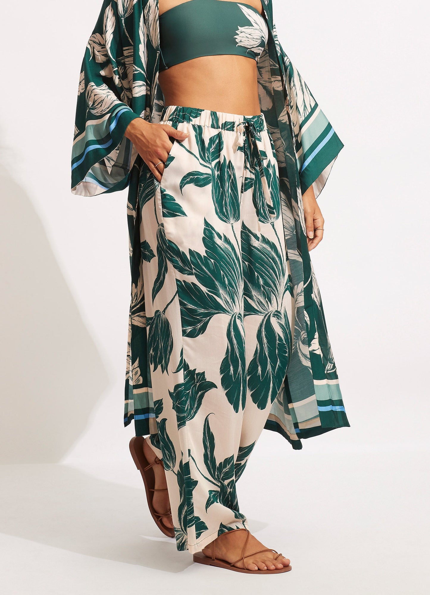  Fleur De Bloom Silk Pant - Evergreen
