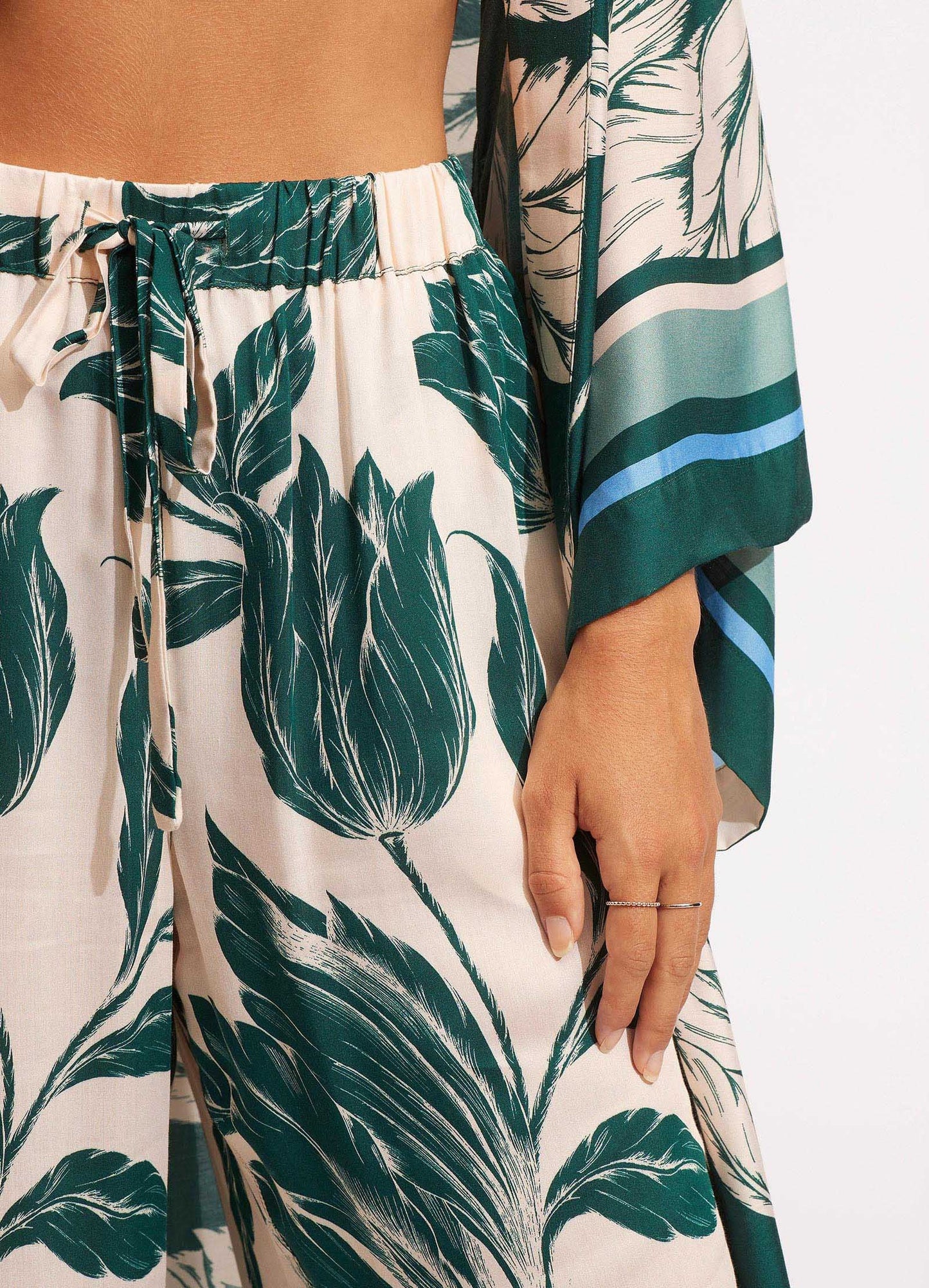  Fleur De Bloom Silk Pant - Evergreen