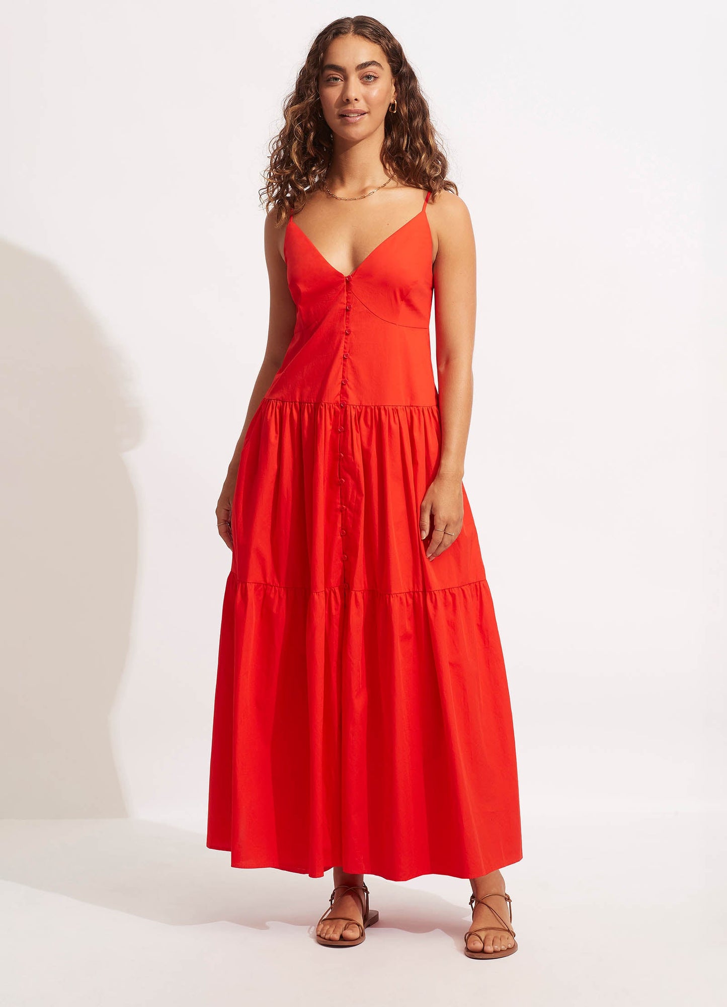  Poplin Maxi Dress - Red