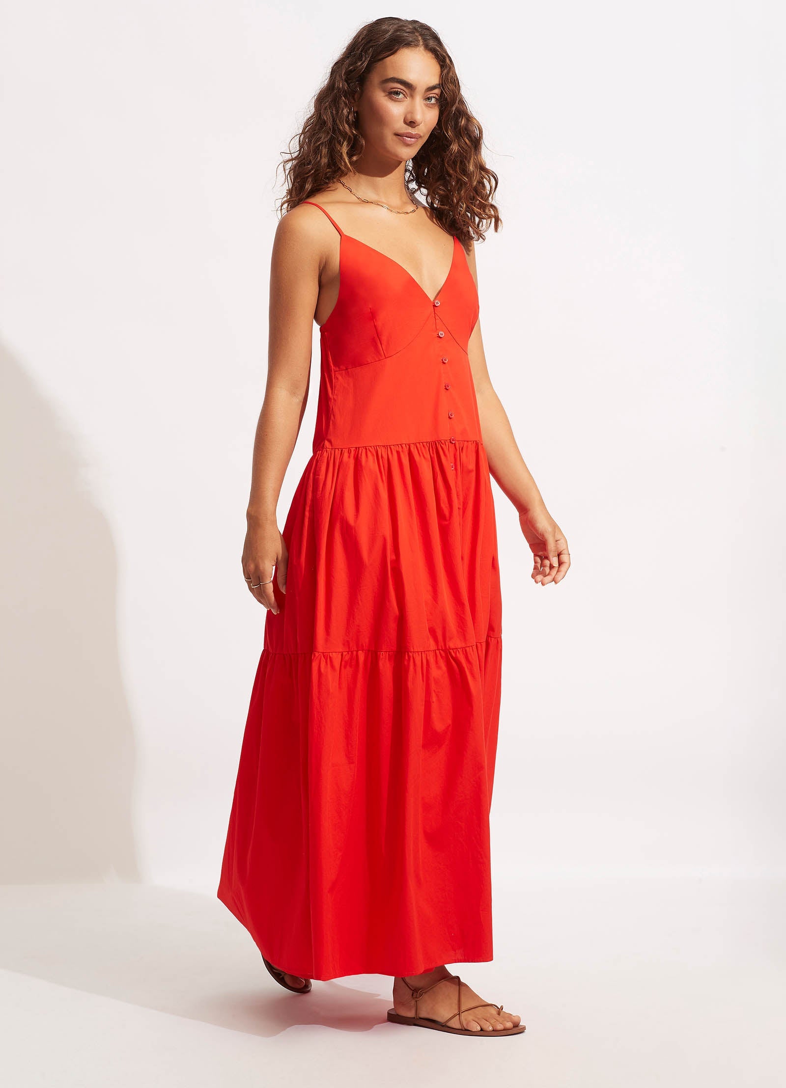  Poplin Maxi Dress - Red