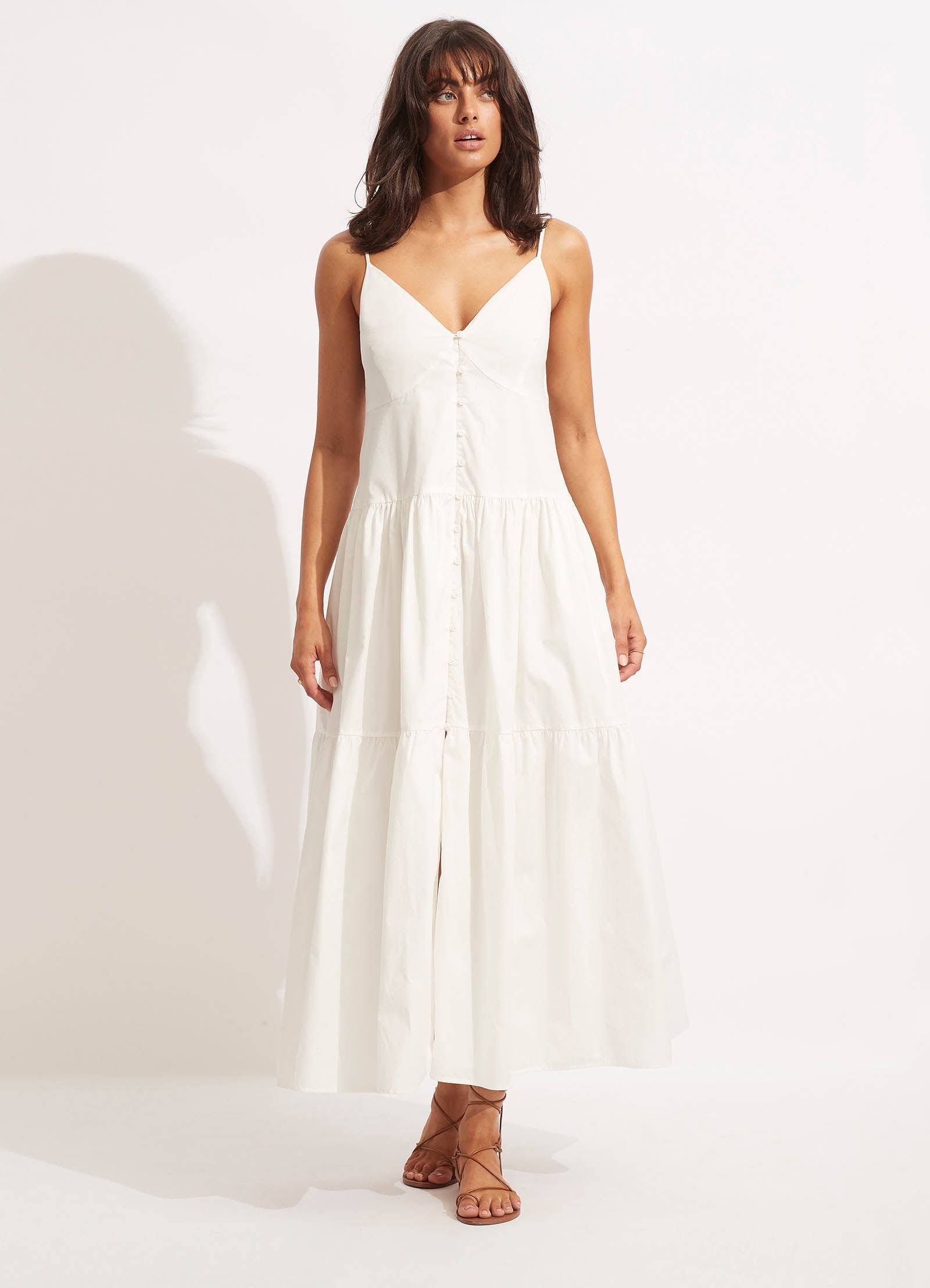  Poplin Maxi Dress - White