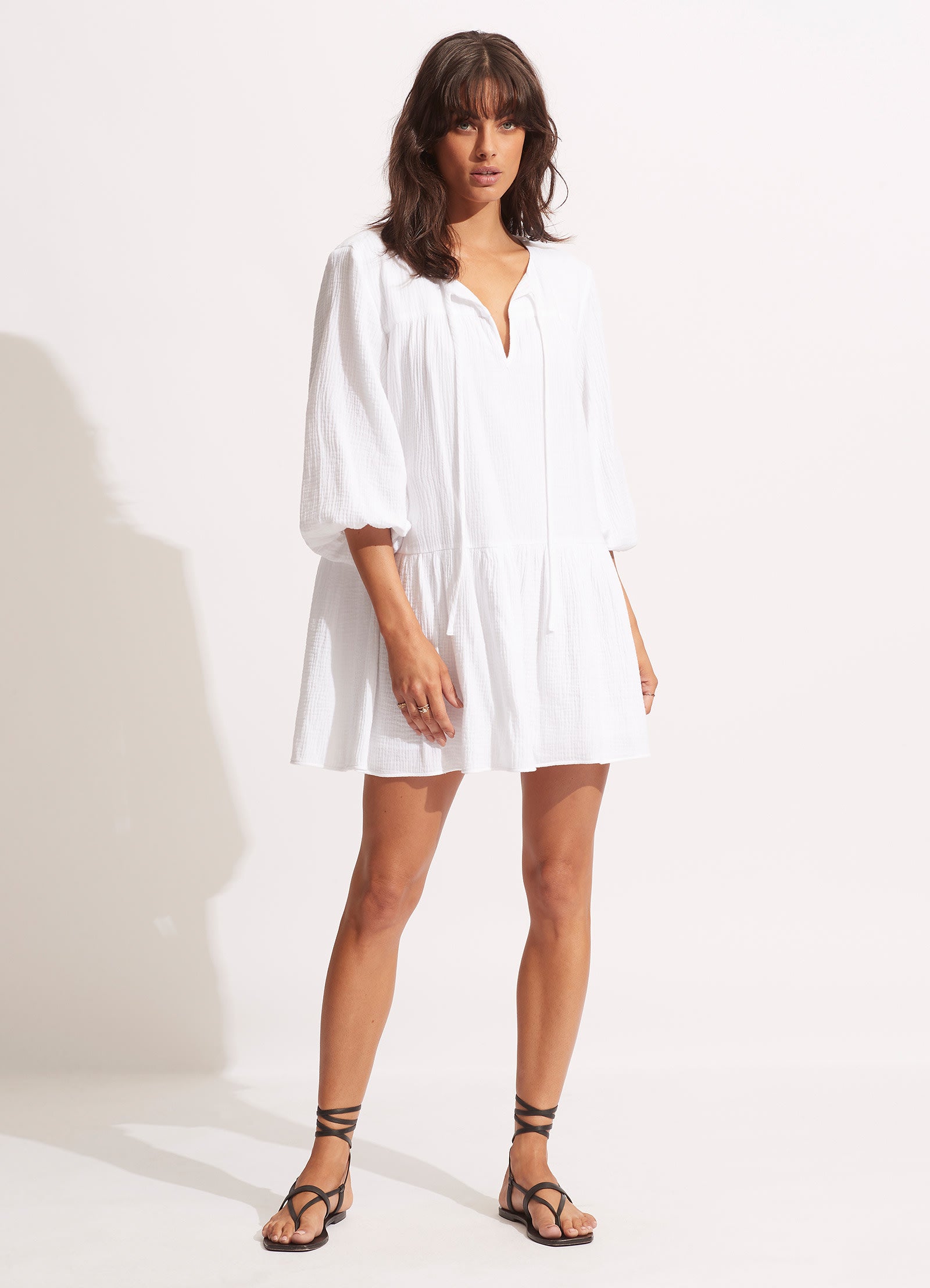  Fallow Textured Cotton Cover Up - White