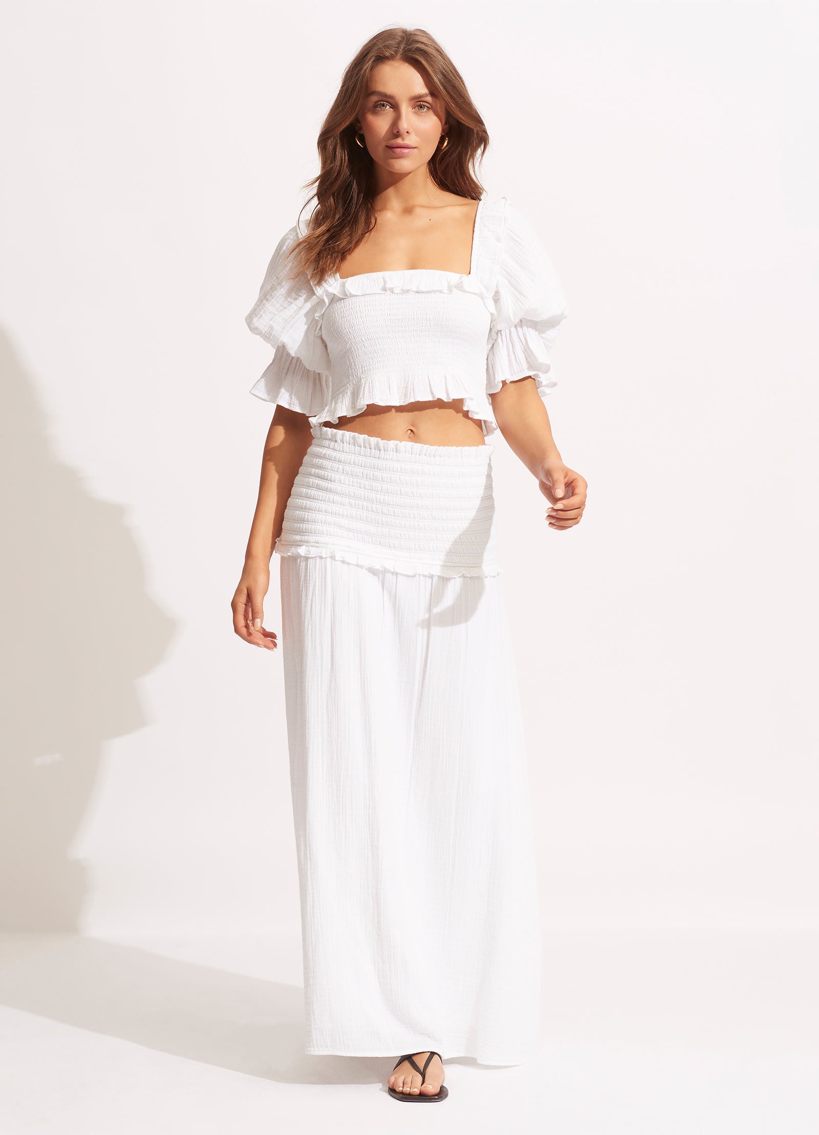  Caspian Shirring Top - White