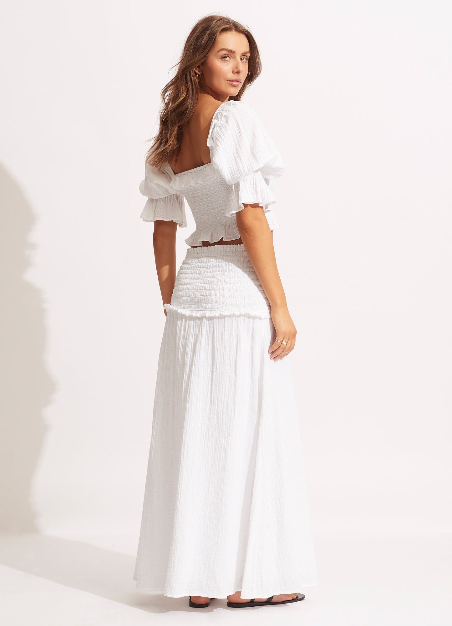 Caspian Shirring Top - White