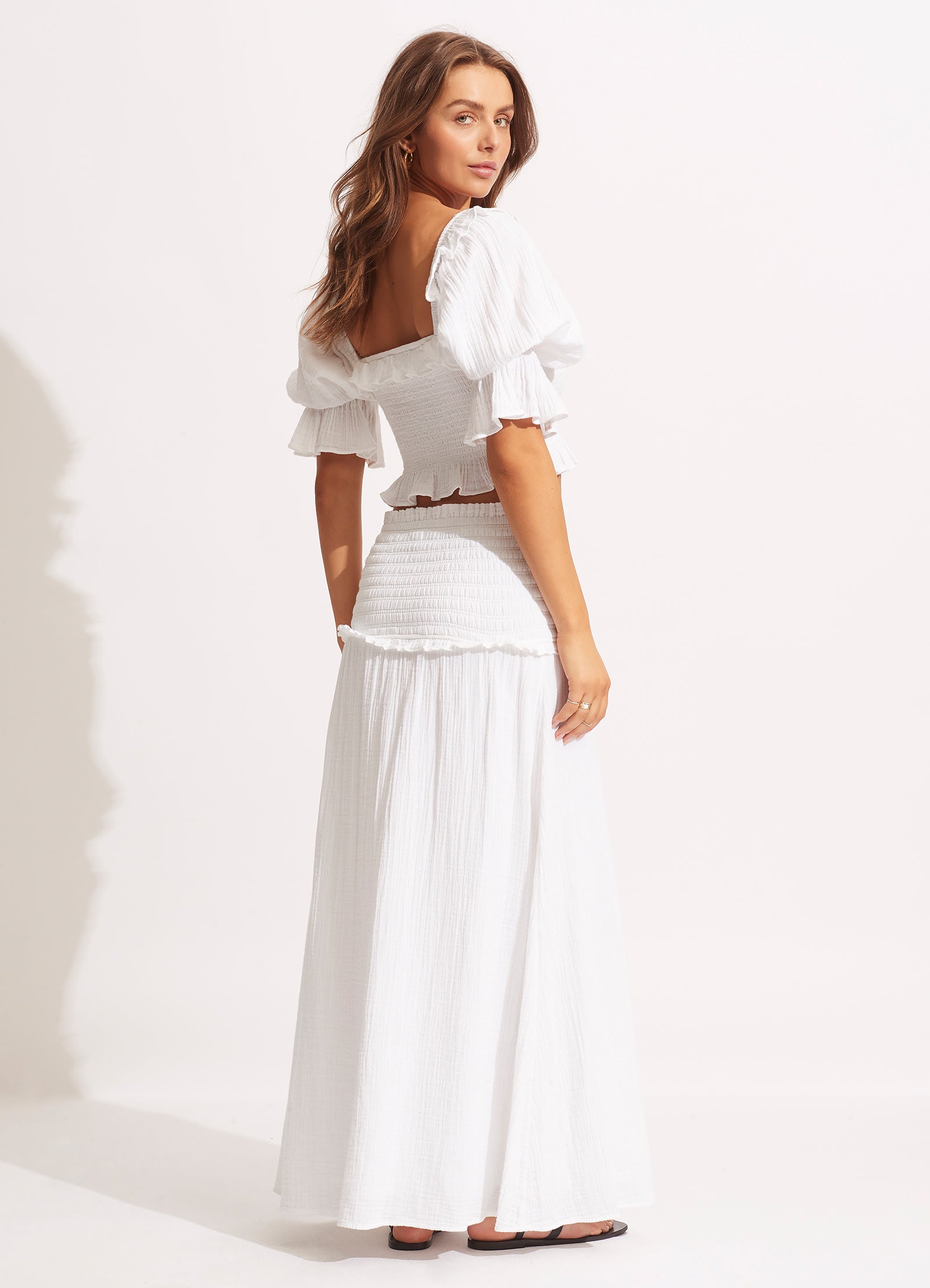 Caspian Shirring Top - White