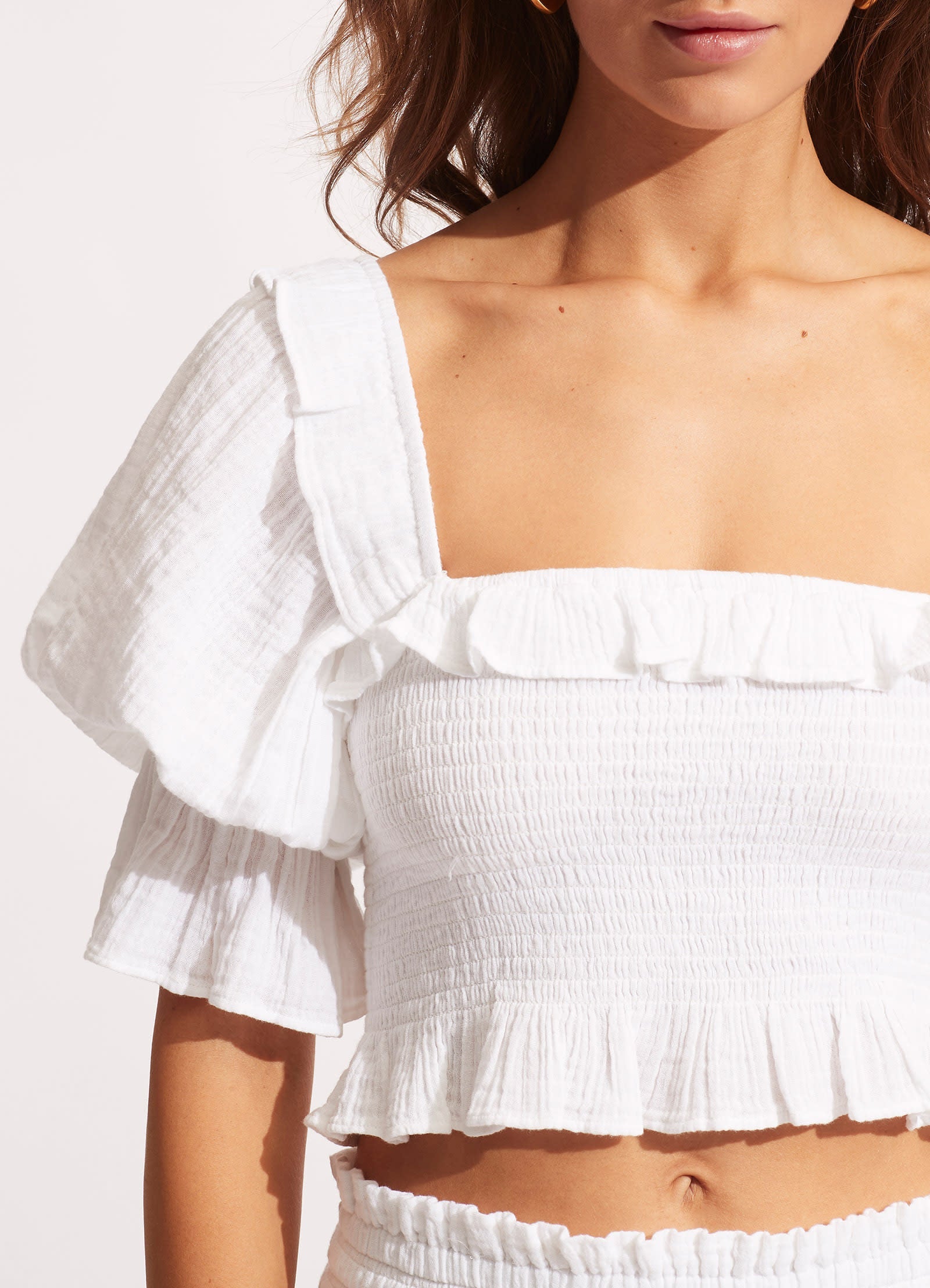  Caspian Shirring Top - White