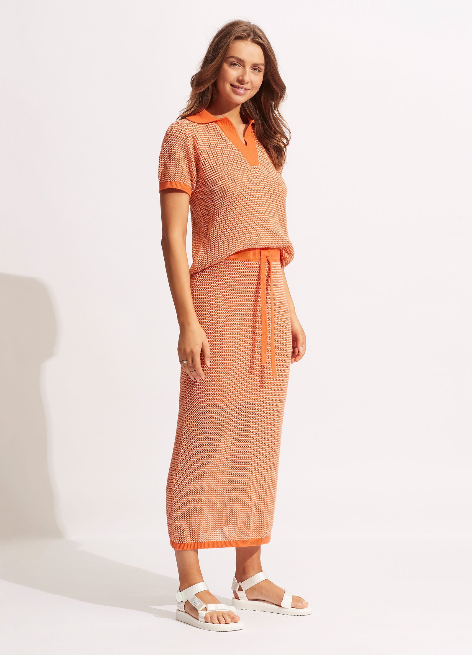  Sunray Knit Skirt - Mandarin