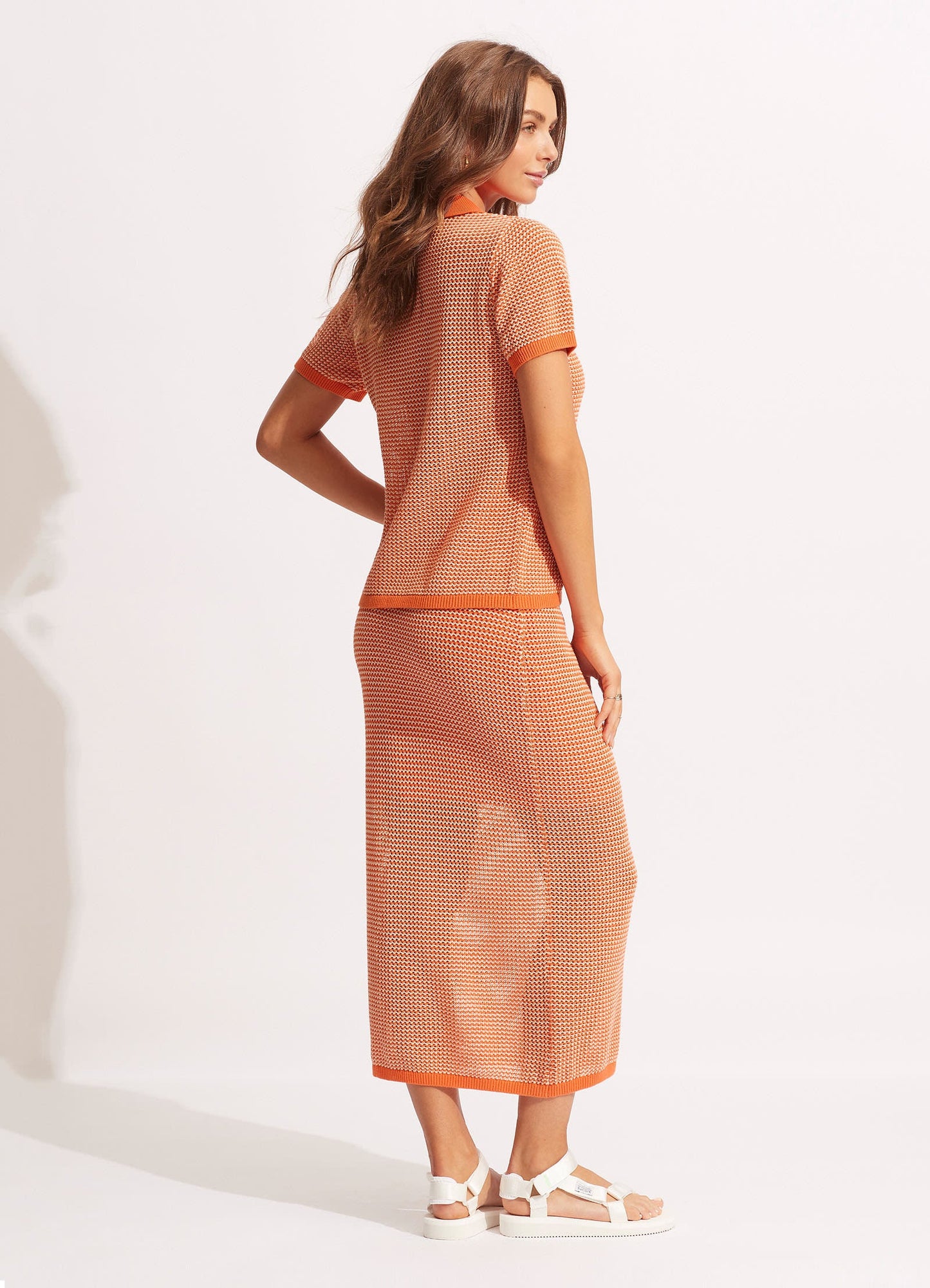  Sunray Knit Skirt - Mandarin