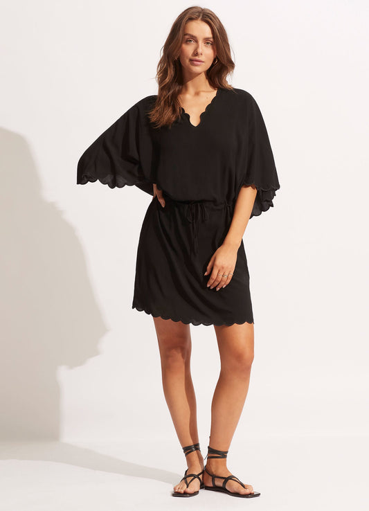  Gia Scallop Kaftan - Black