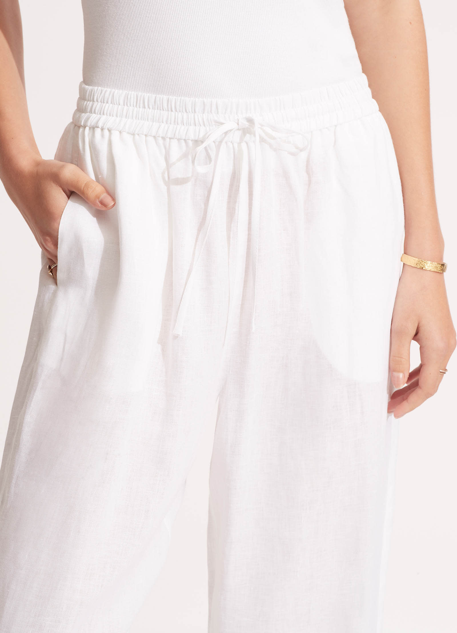  Linen Pant - White