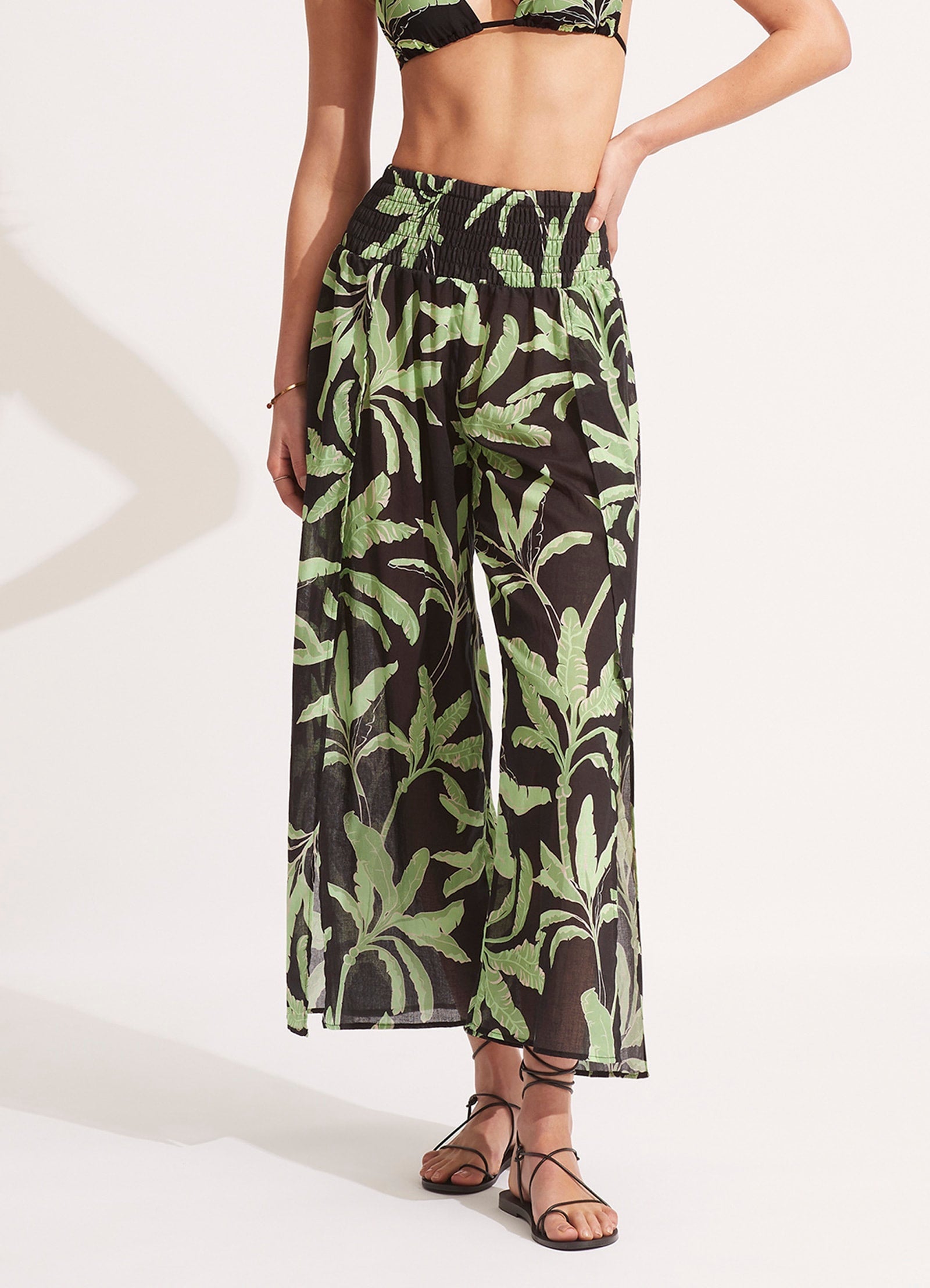  Palm Paradise Wrap Pant - Black