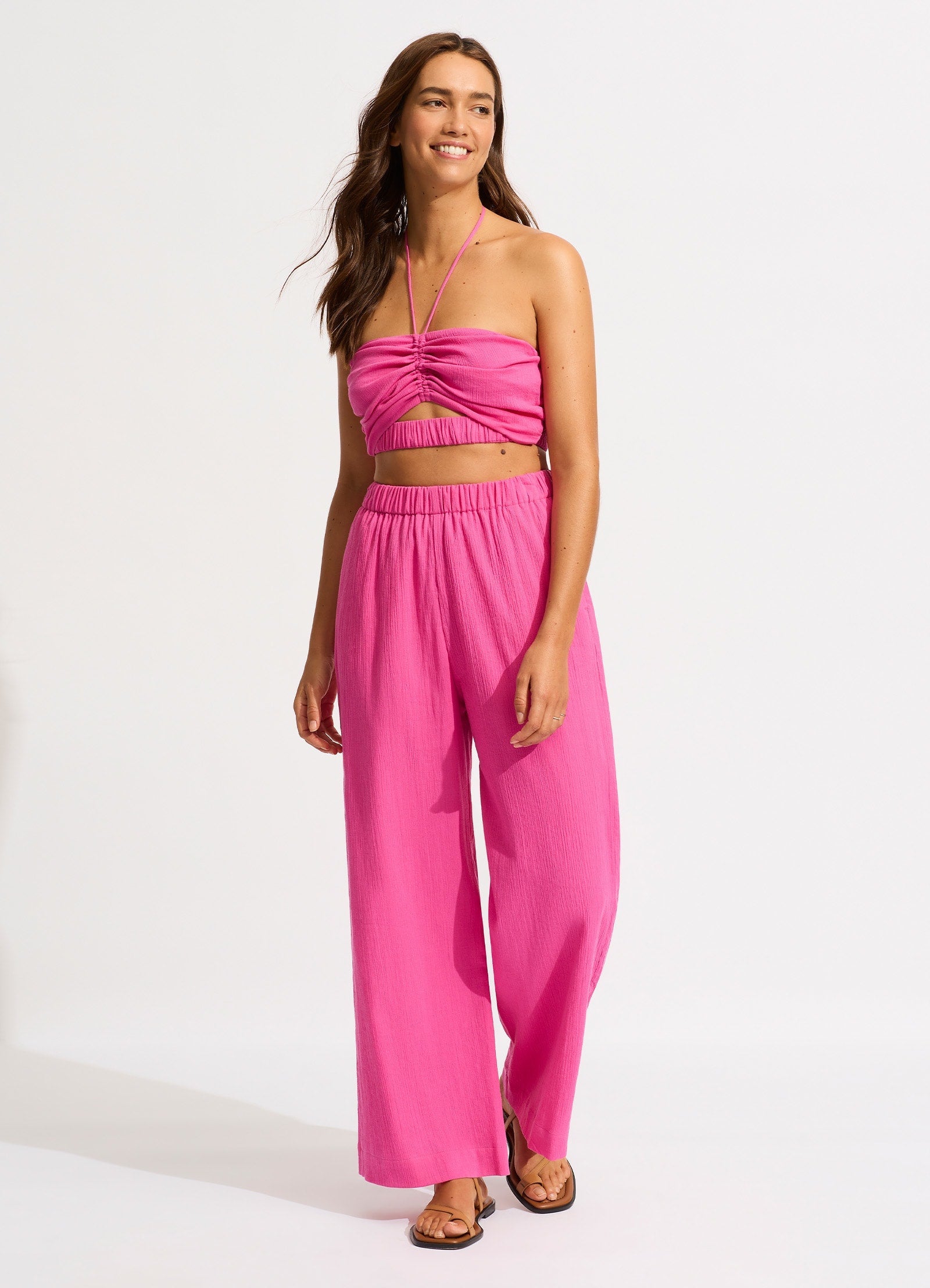  Crinkle Beach Pant - Hot Pink