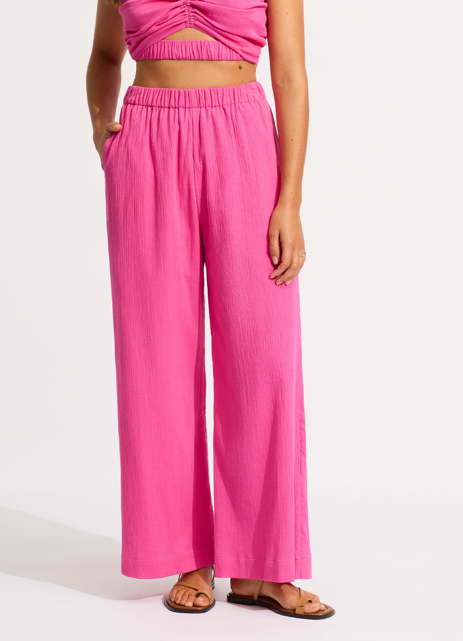  Crinkle Beach Pant - Hot Pink