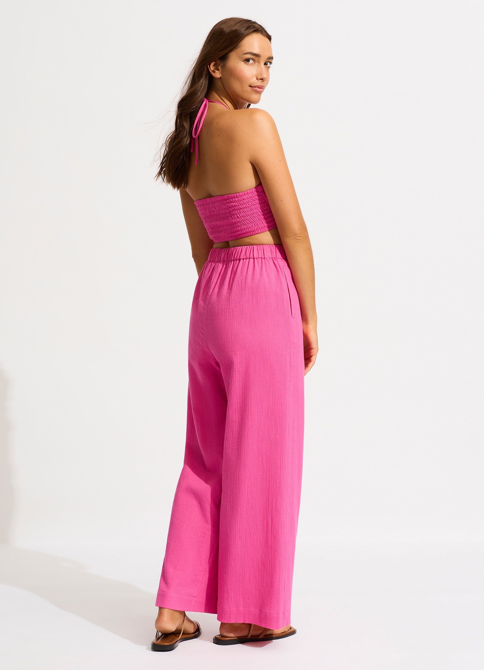  Crinkle Beach Pant - Hot Pink