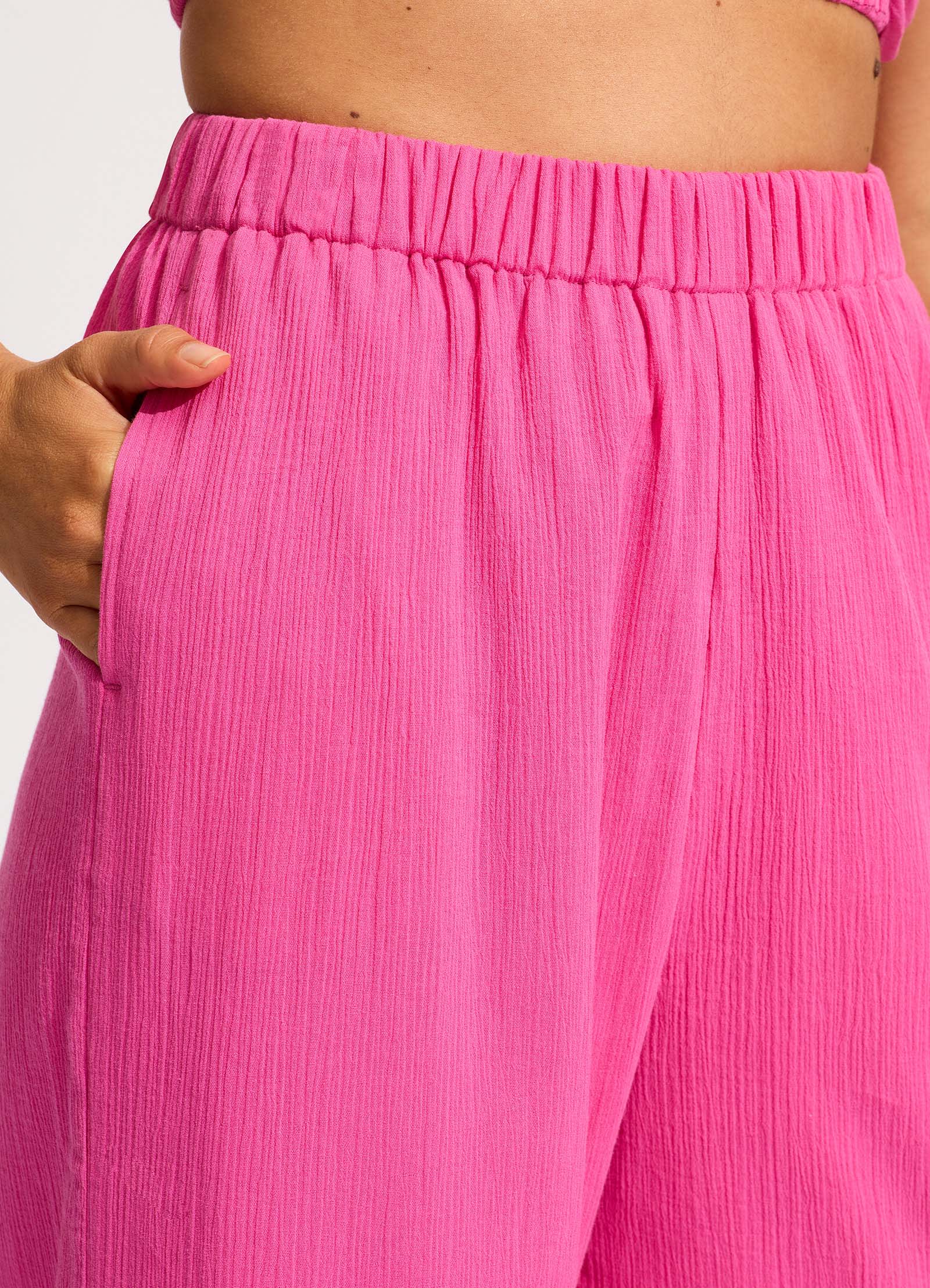  Crinkle Beach Pant - Hot Pink
