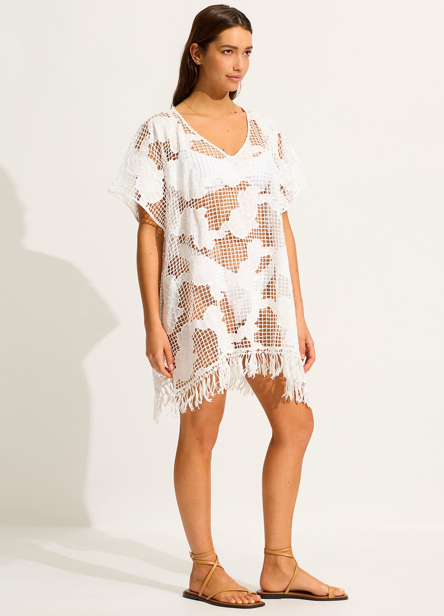 Mesh Kaftan - White
