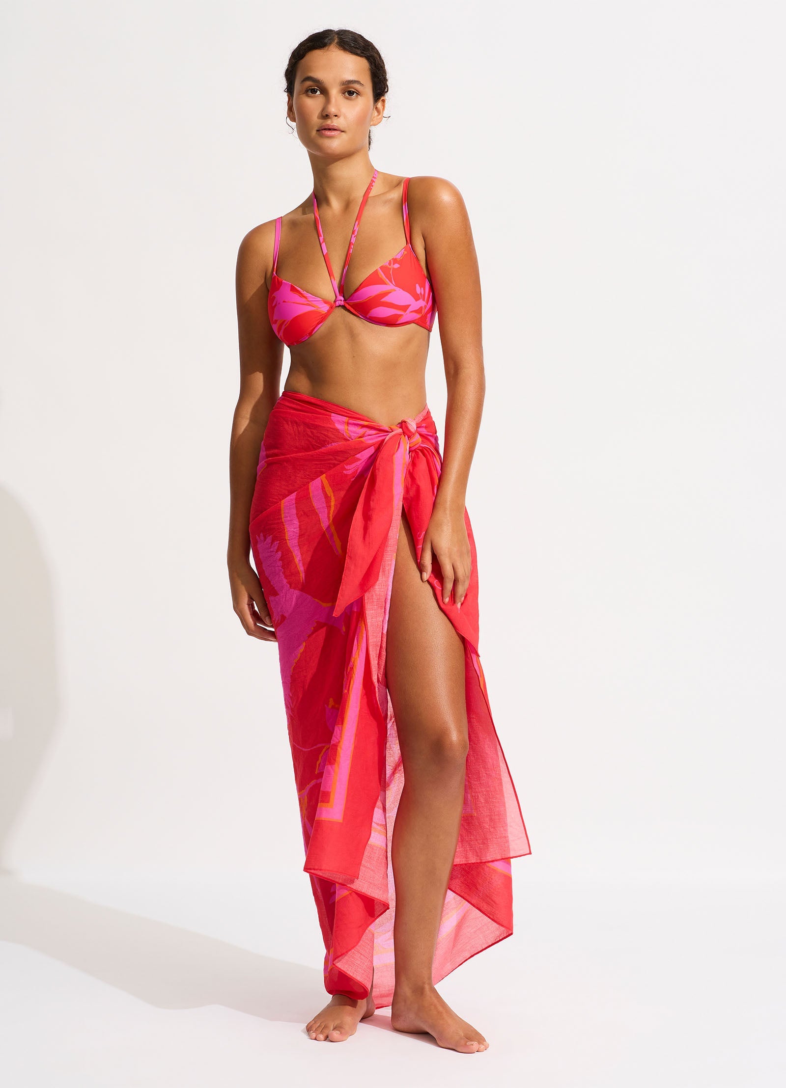  Birds Of Paradise Sarong - Chilli Red
