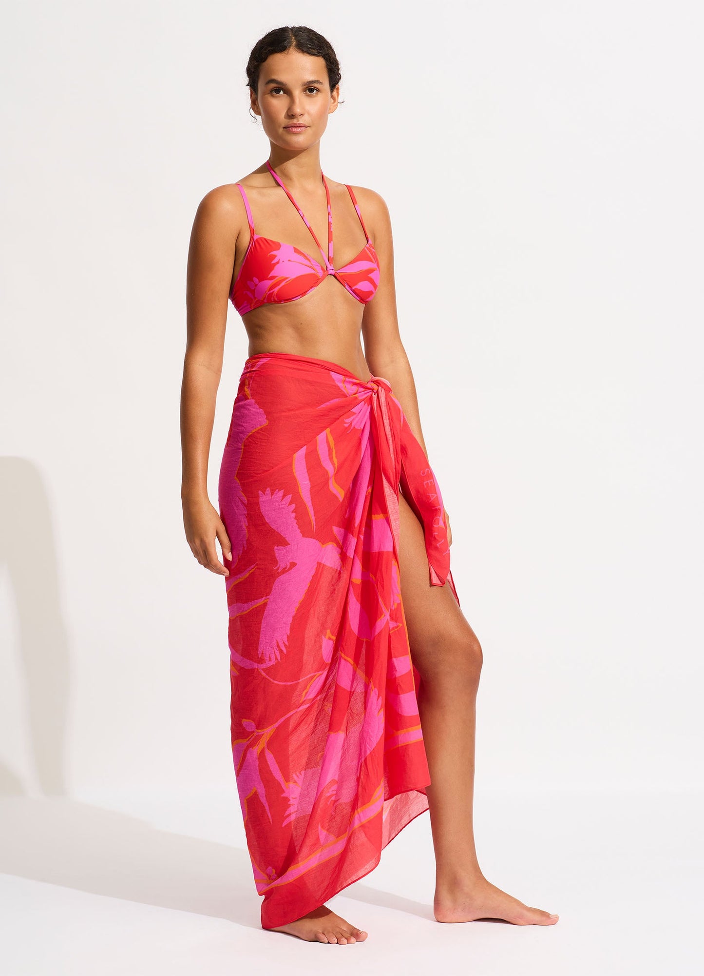  Birds Of Paradise Sarong - Chilli Red