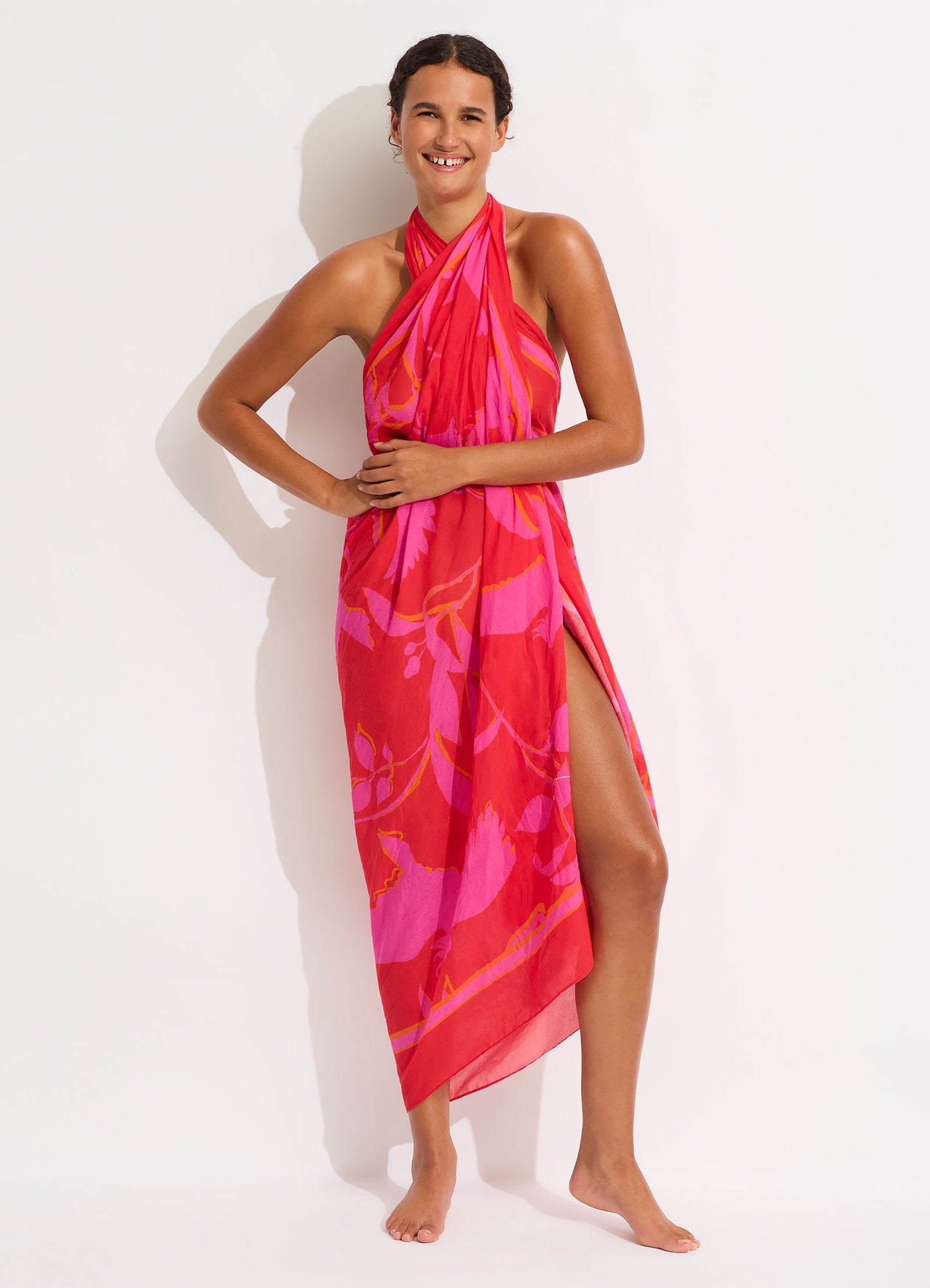  Birds Of Paradise Sarong - Chilli Red