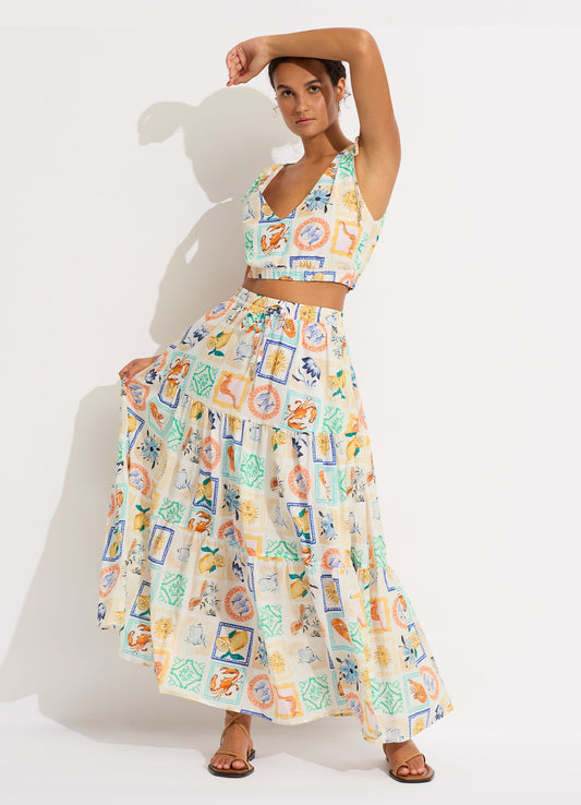  Wish You Were Here Maxi Skirt - Atoll Blue