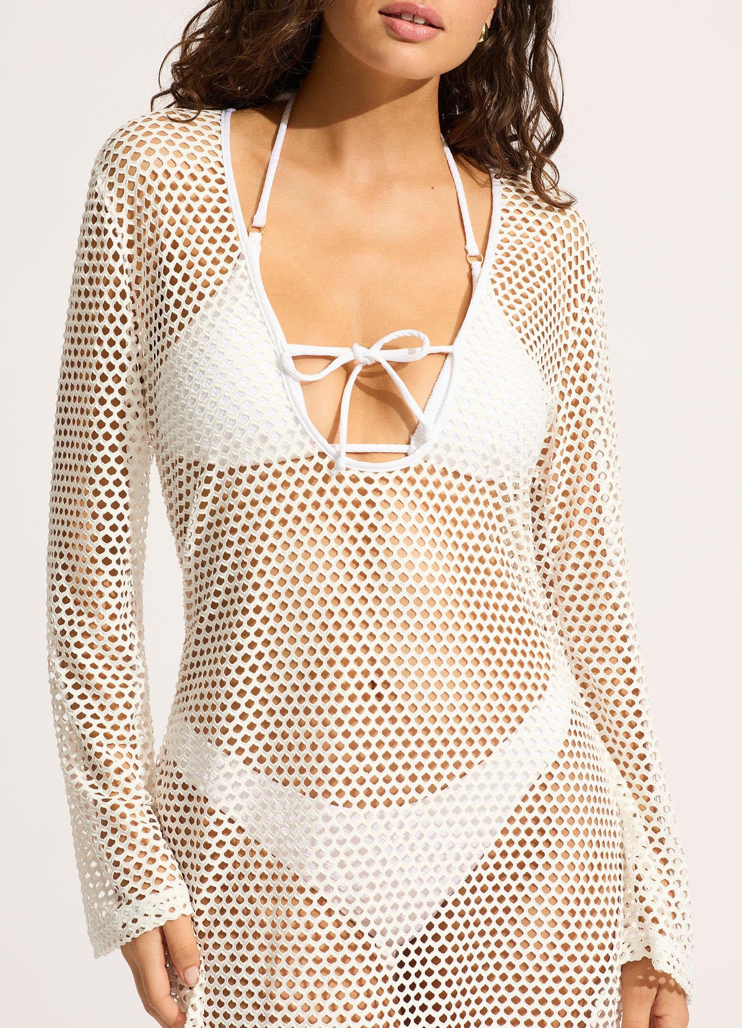  Mesh Effect Cover Up - White