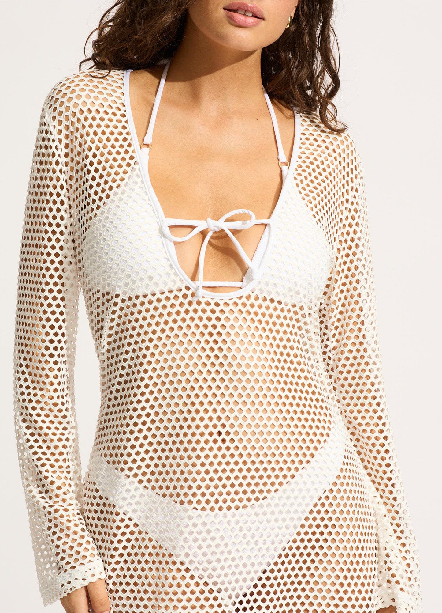  Mesh Effect Cover Up - White
