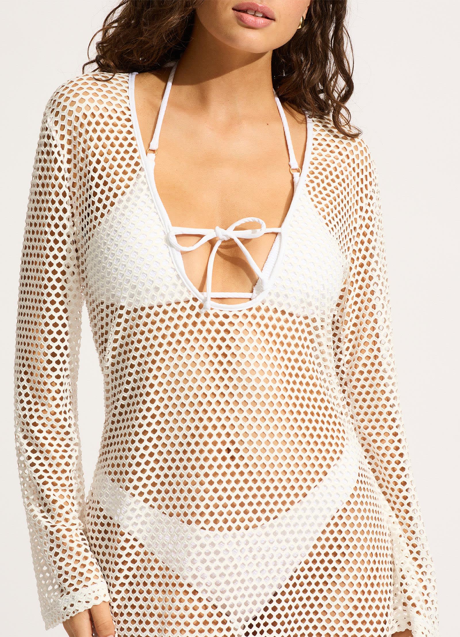  Mesh Effect Cover Up - White