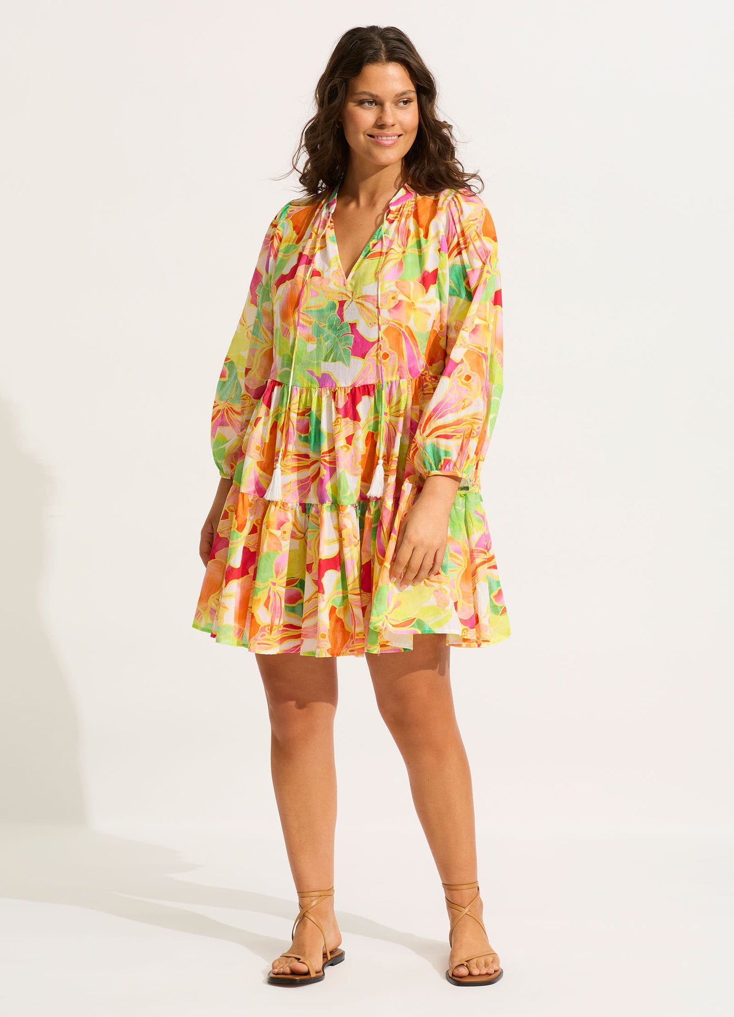 Wonderland Tiered Mini Dress - Fuchsia Rose