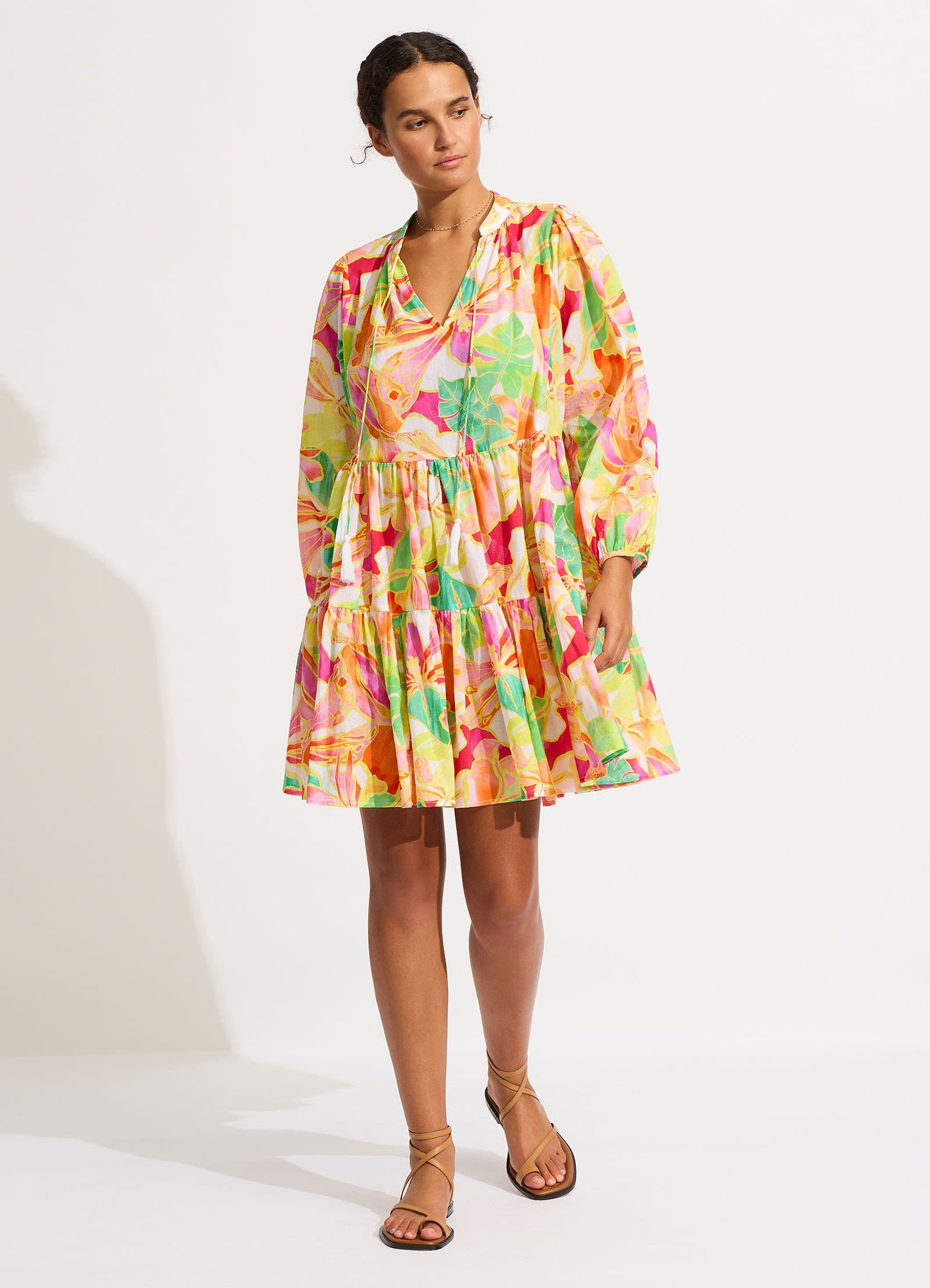  Wonderland Tiered Mini Dress - Fuchsia Rose