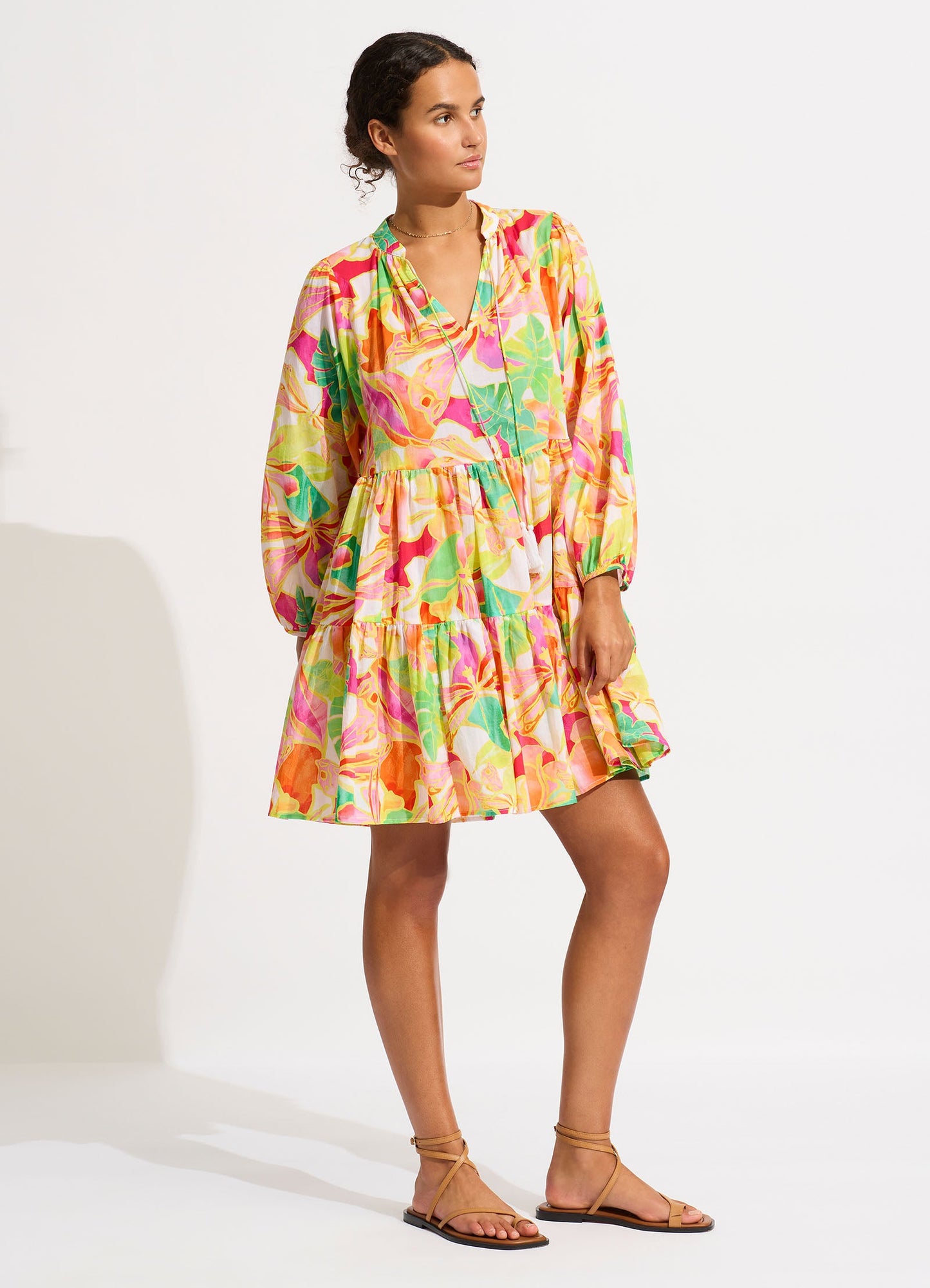  Wonderland Tiered Mini Dress - Fuchsia Rose