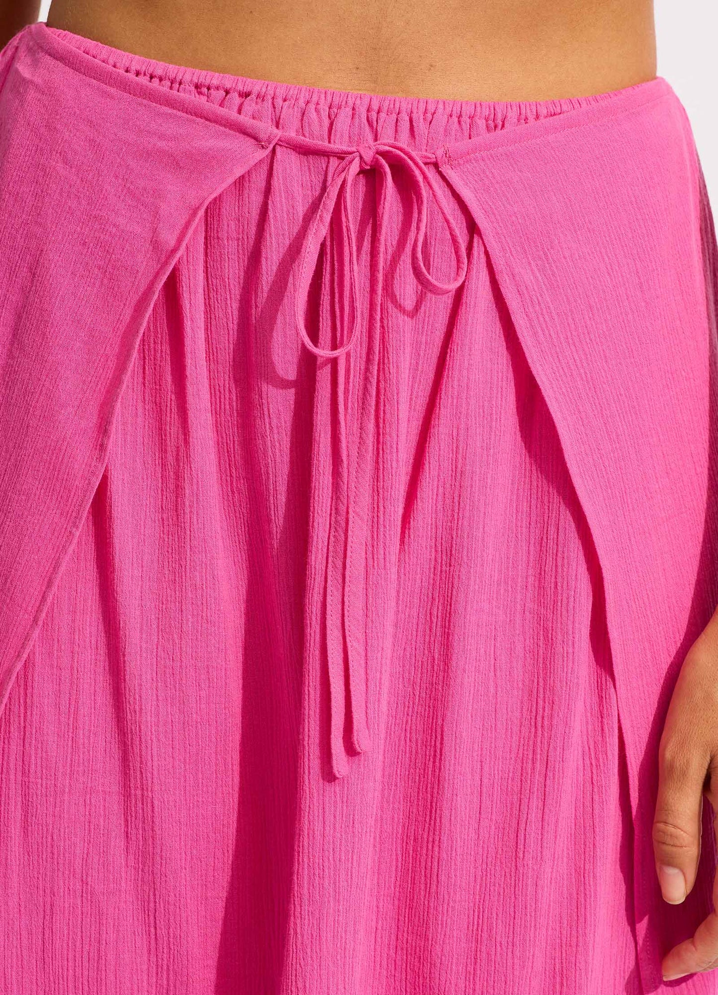  Crinkle Wrap Maxi Skirt - Hot Pink