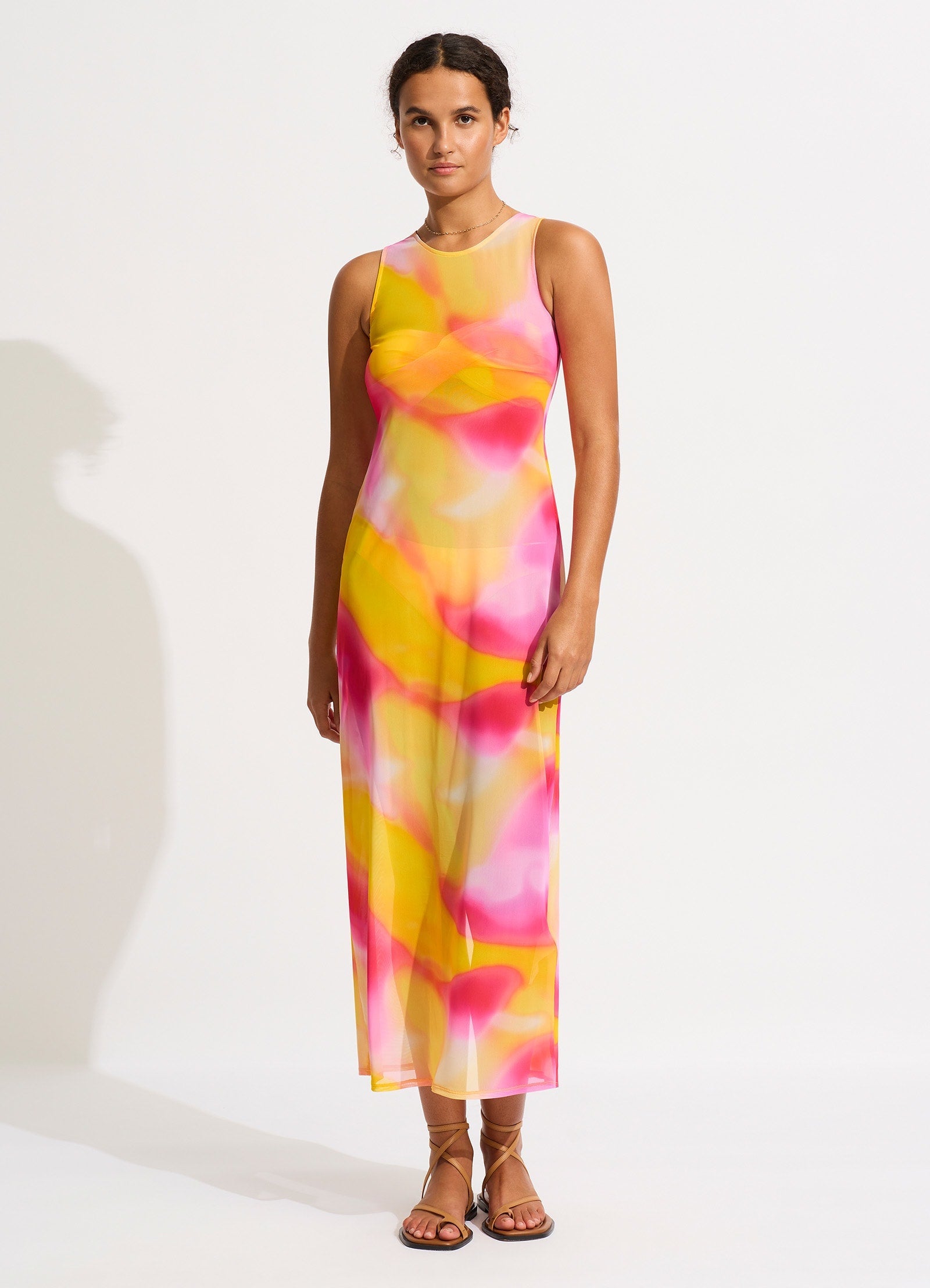  Colour Crush Mesh Midi Cover Up - Fuchsia Rose