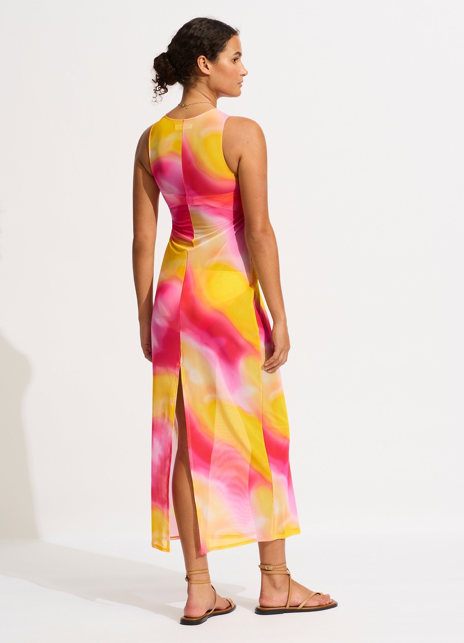  Colour Crush Mesh Midi Cover Up - Fuchsia Rose