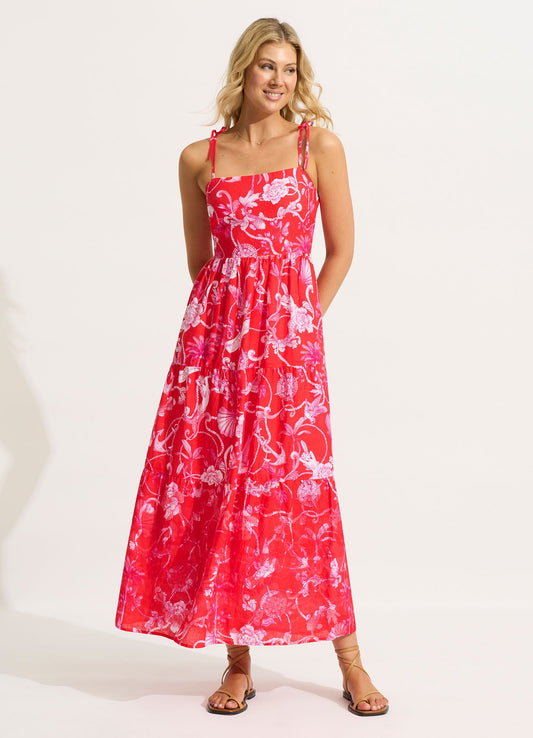  Tiered Maxi Dress - Chilli Red