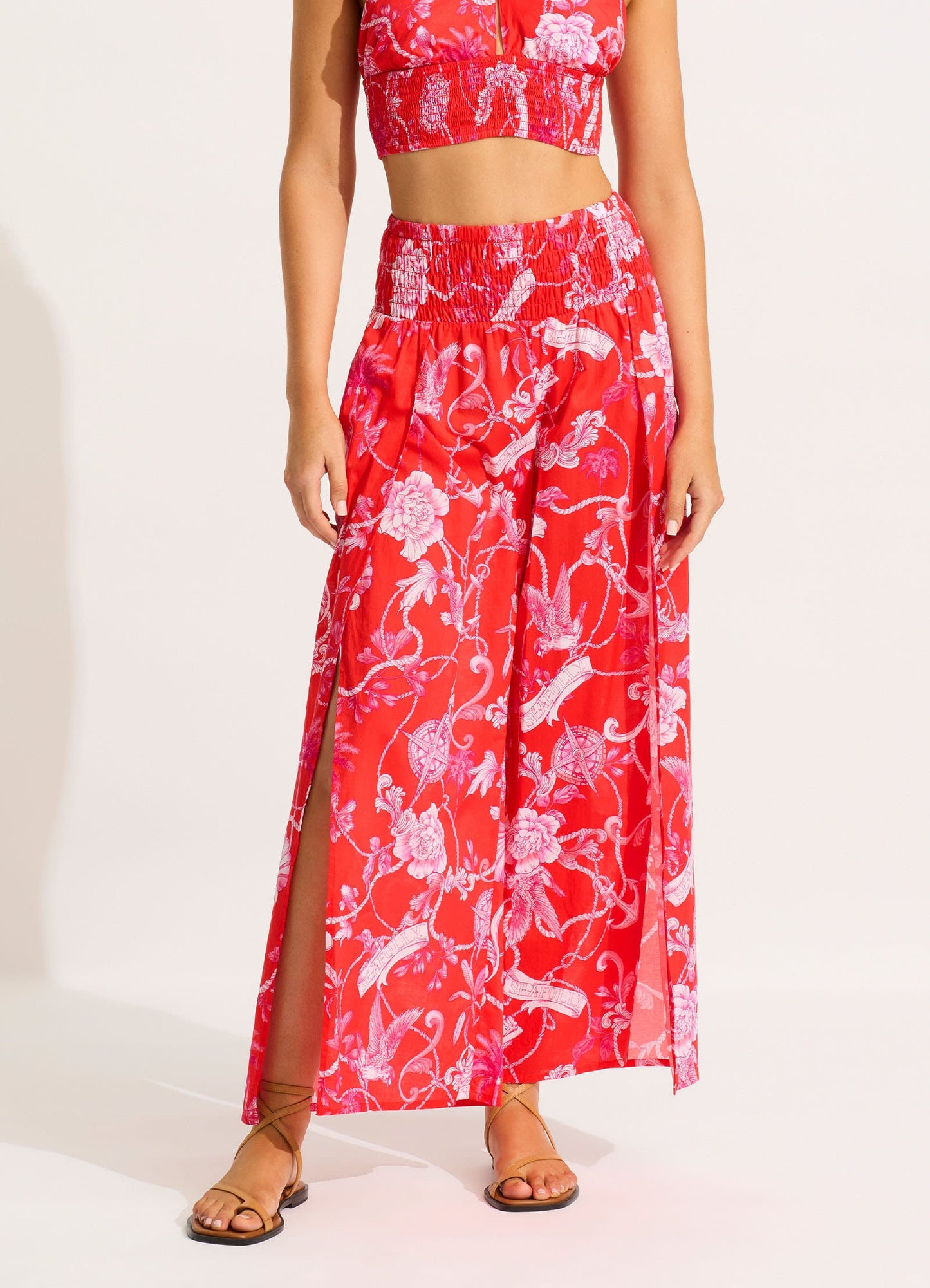 Shirring Pant - Chilli Red