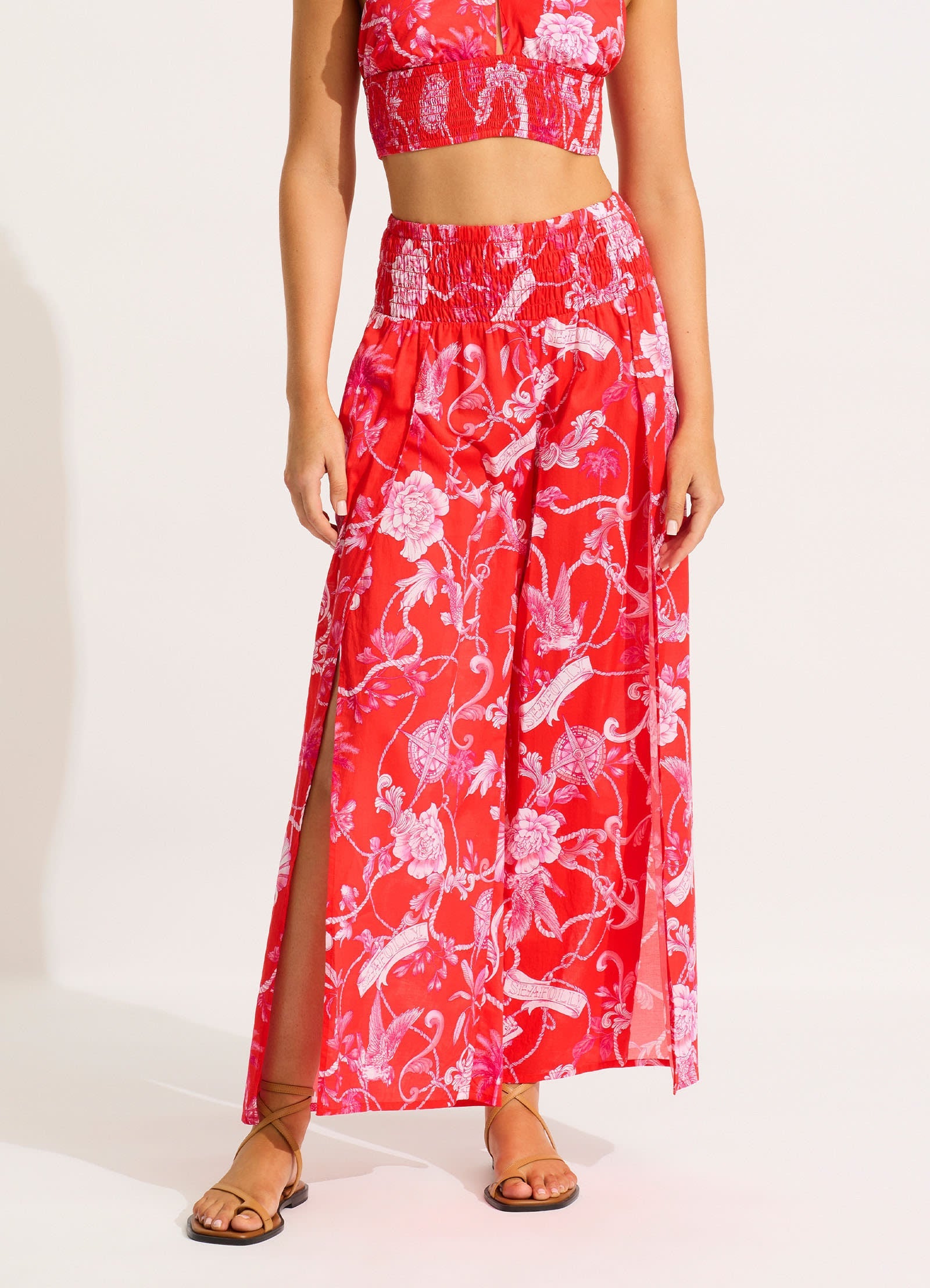  Shirring Pant - Chilli Red