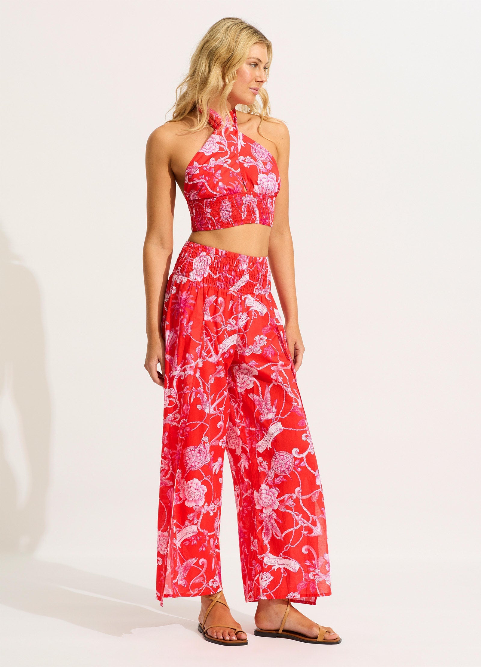  Shirring Pant - Chilli Red