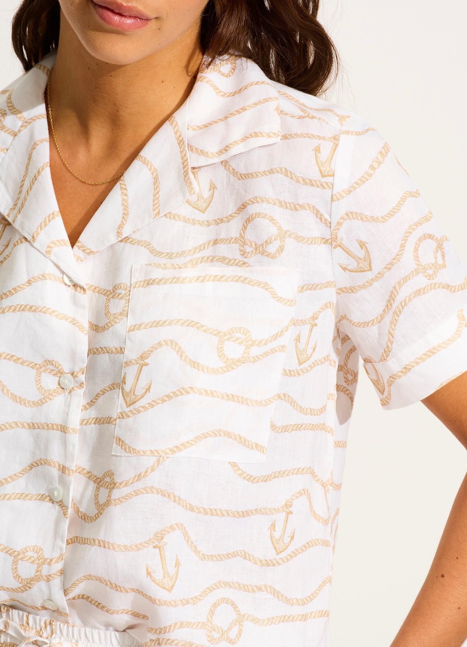  Set Sail Short Sleeve Shirt - Ecru