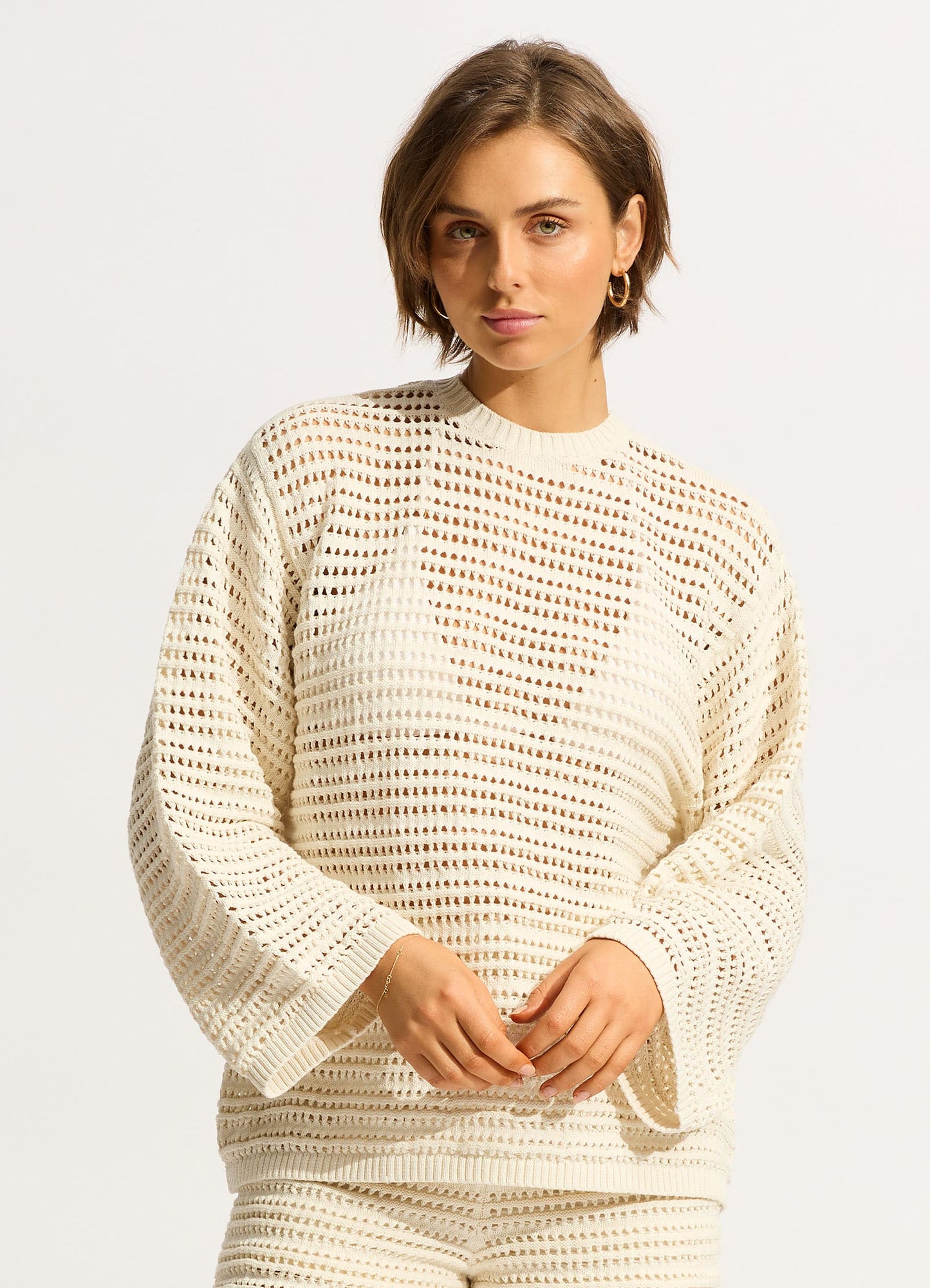  Ahoy Open Back Knit Jumper - Ecru