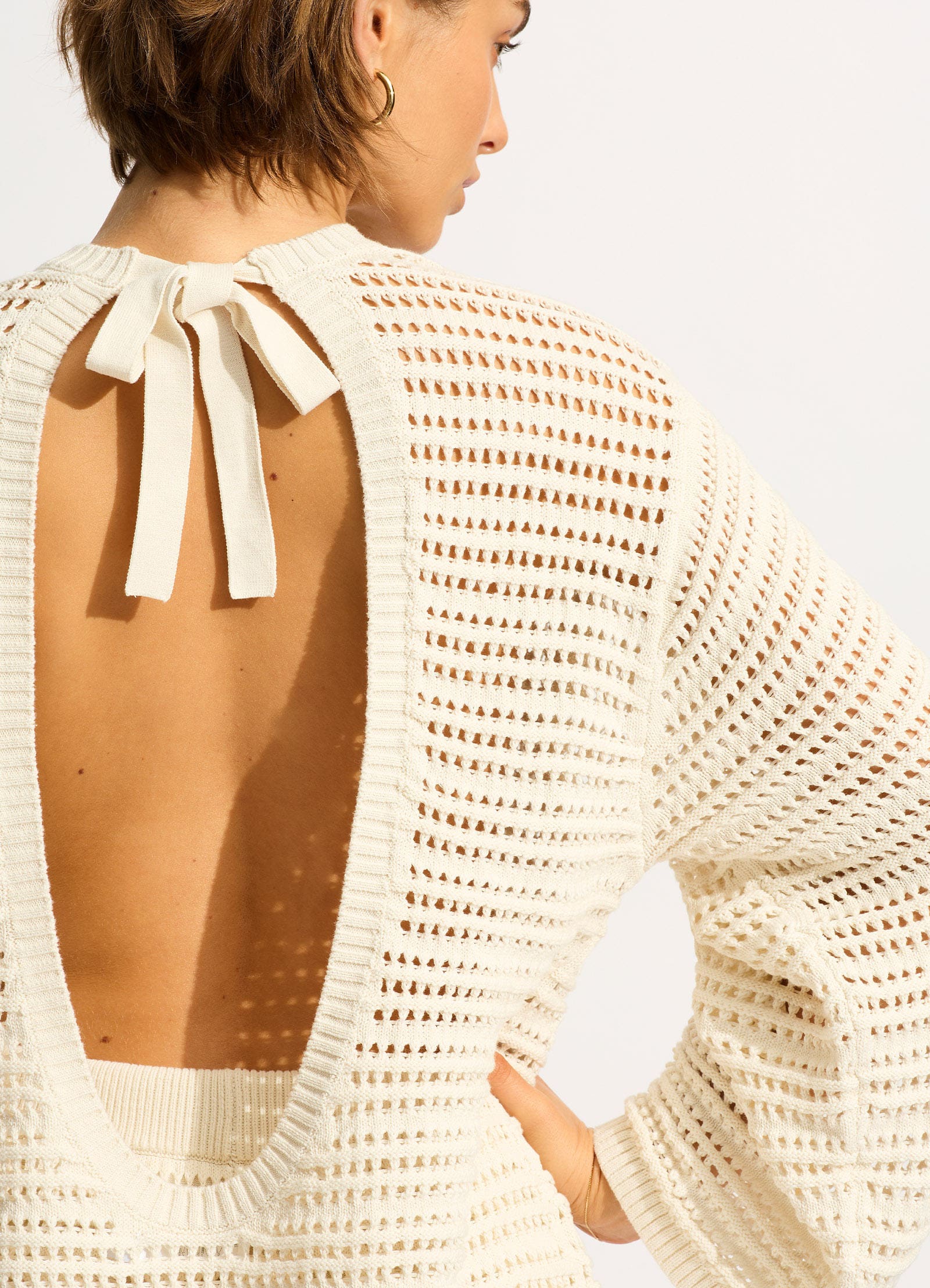  Ahoy Open Back Knit Jumper - Ecru